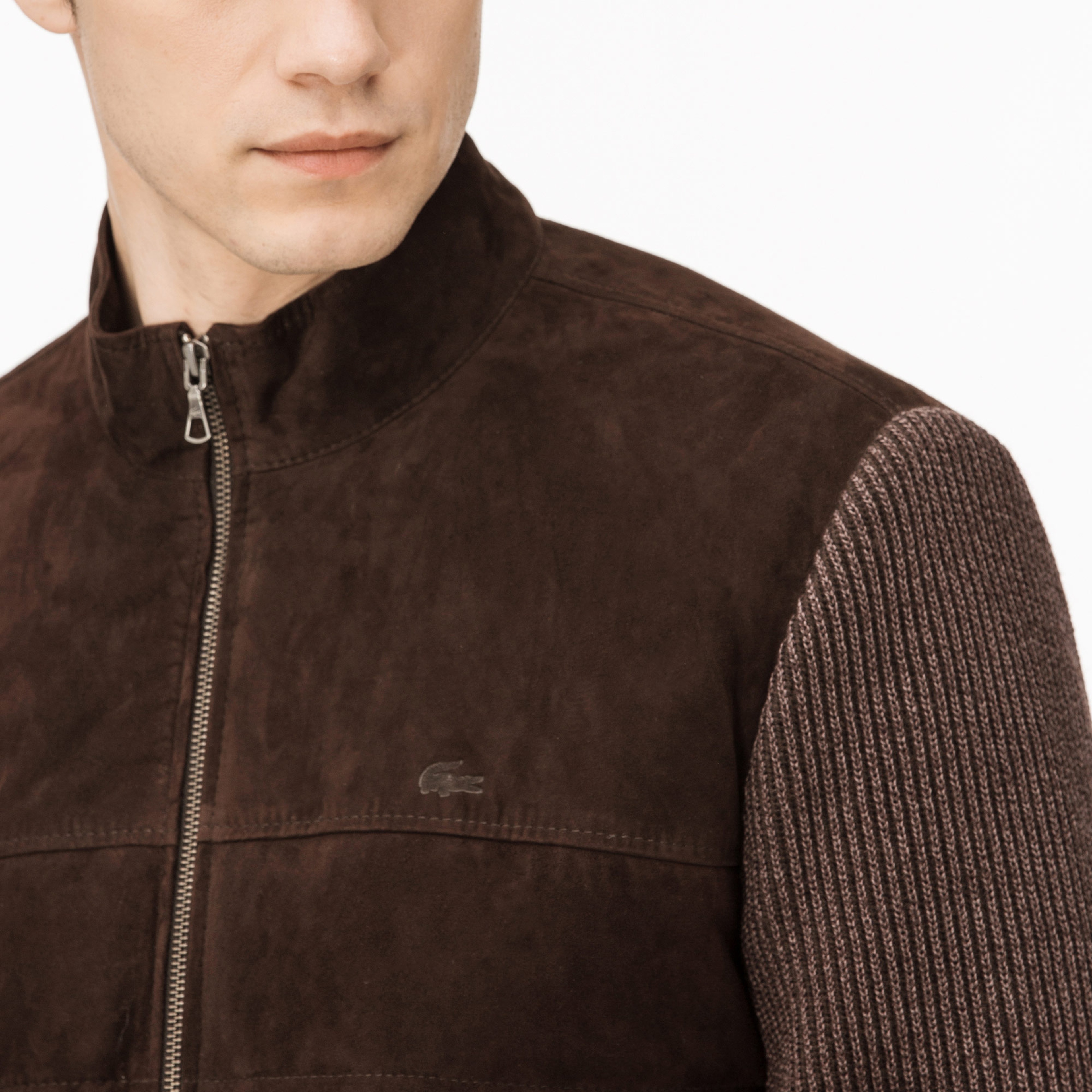 Lacoste Erkek Kahverengi Süet Deri Mont