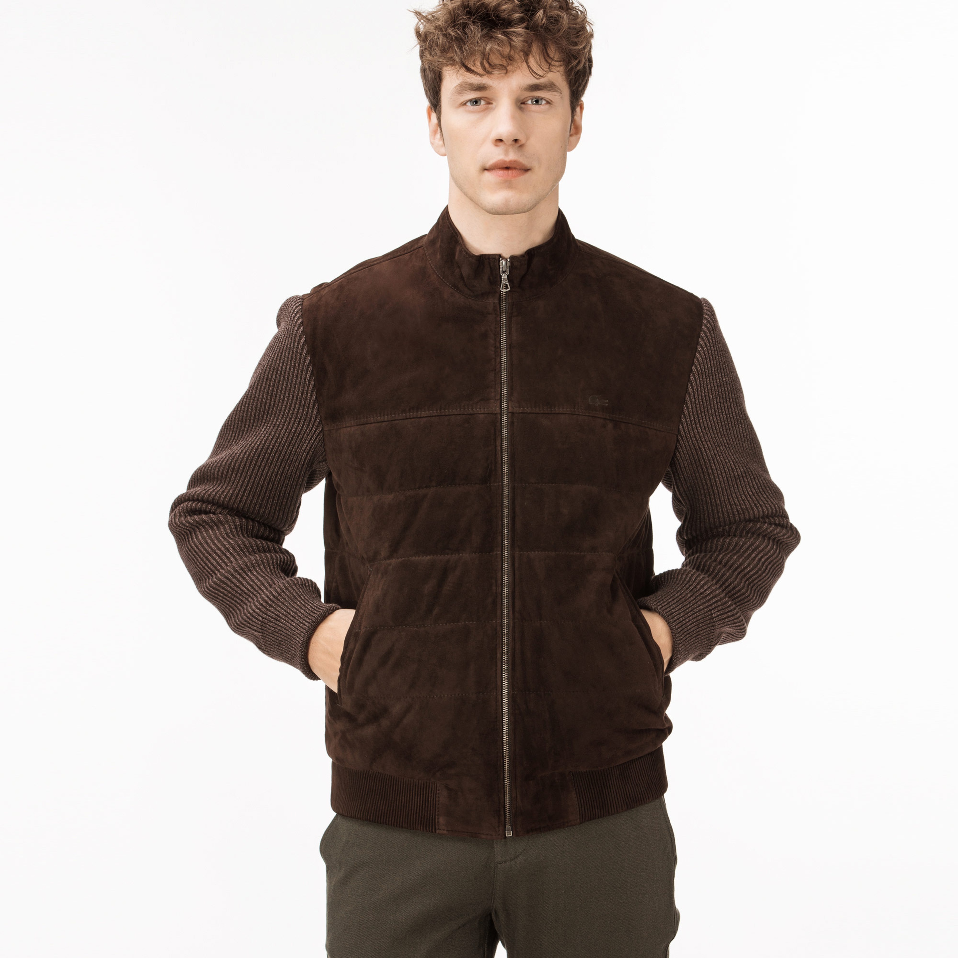 Lacoste Erkek Kahverengi Süet Deri Mont