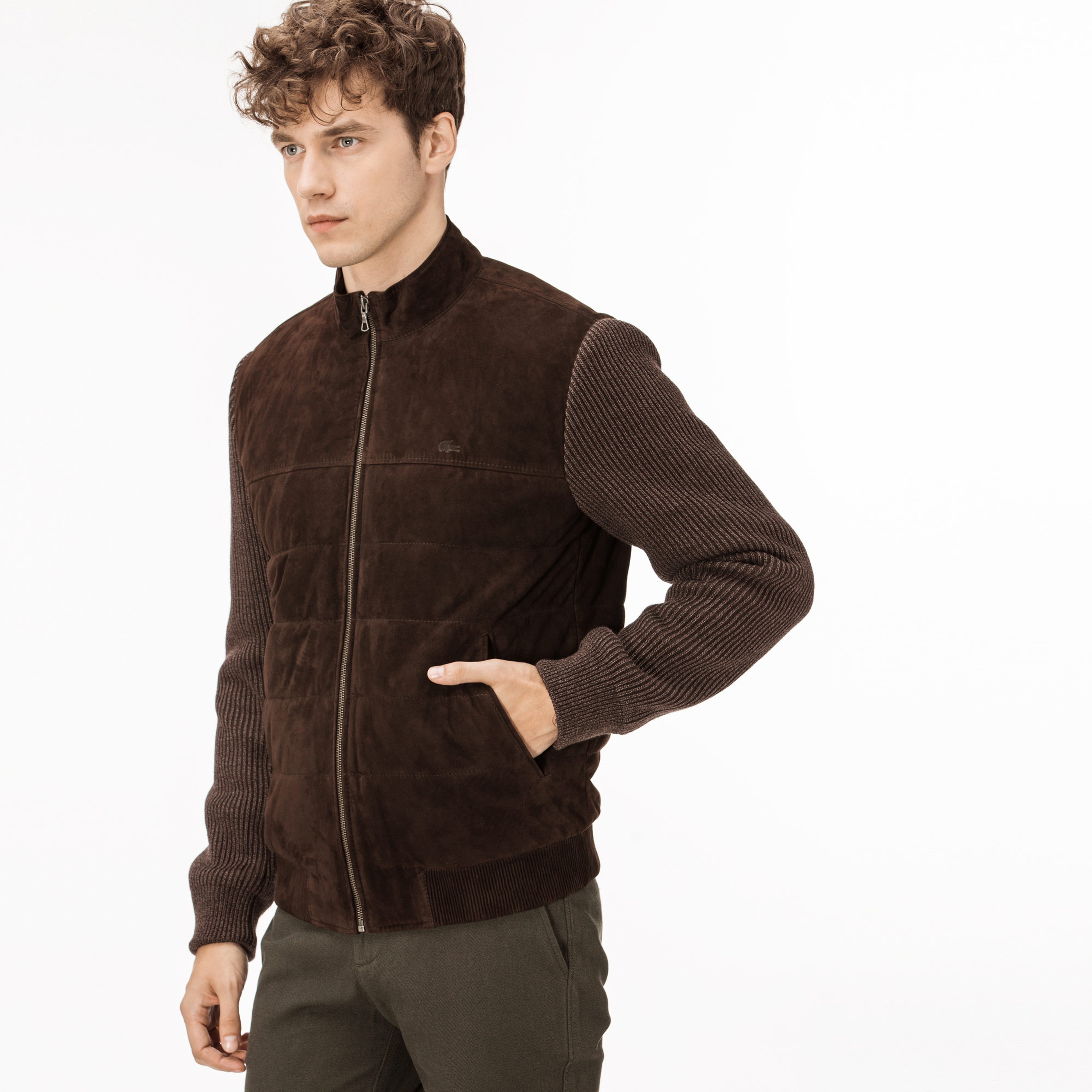 Lacoste Erkek Kahverengi Süet Deri Mont