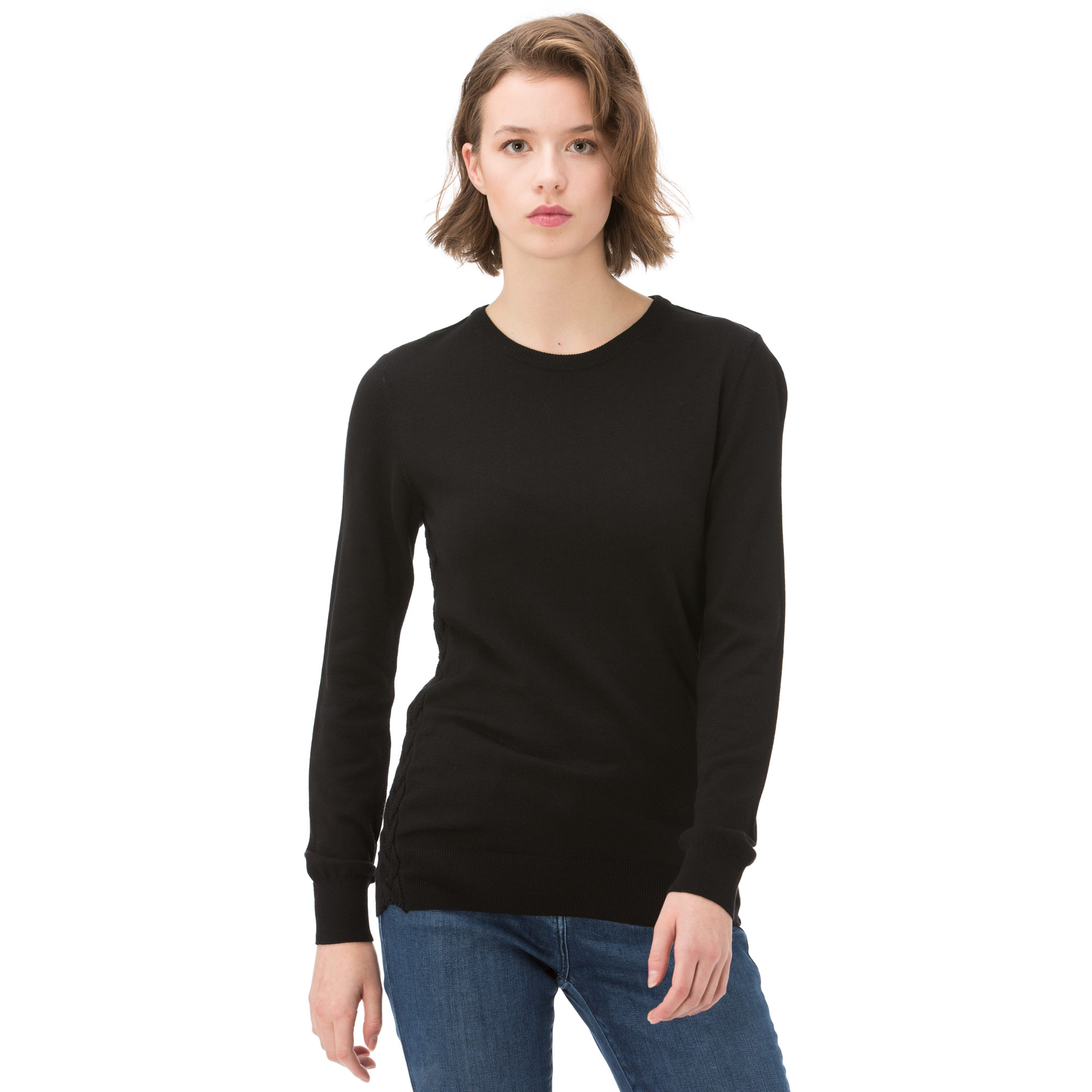 NAUTICA UZUN KOLLU DÜZ SİYAH KADIN TRİKO