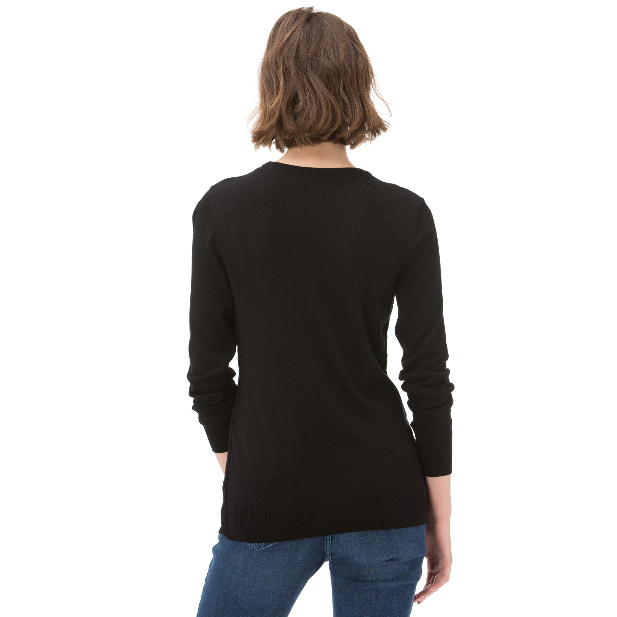 NAUTICA UZUN KOLLU DÜZ SİYAH KADIN TRİKO