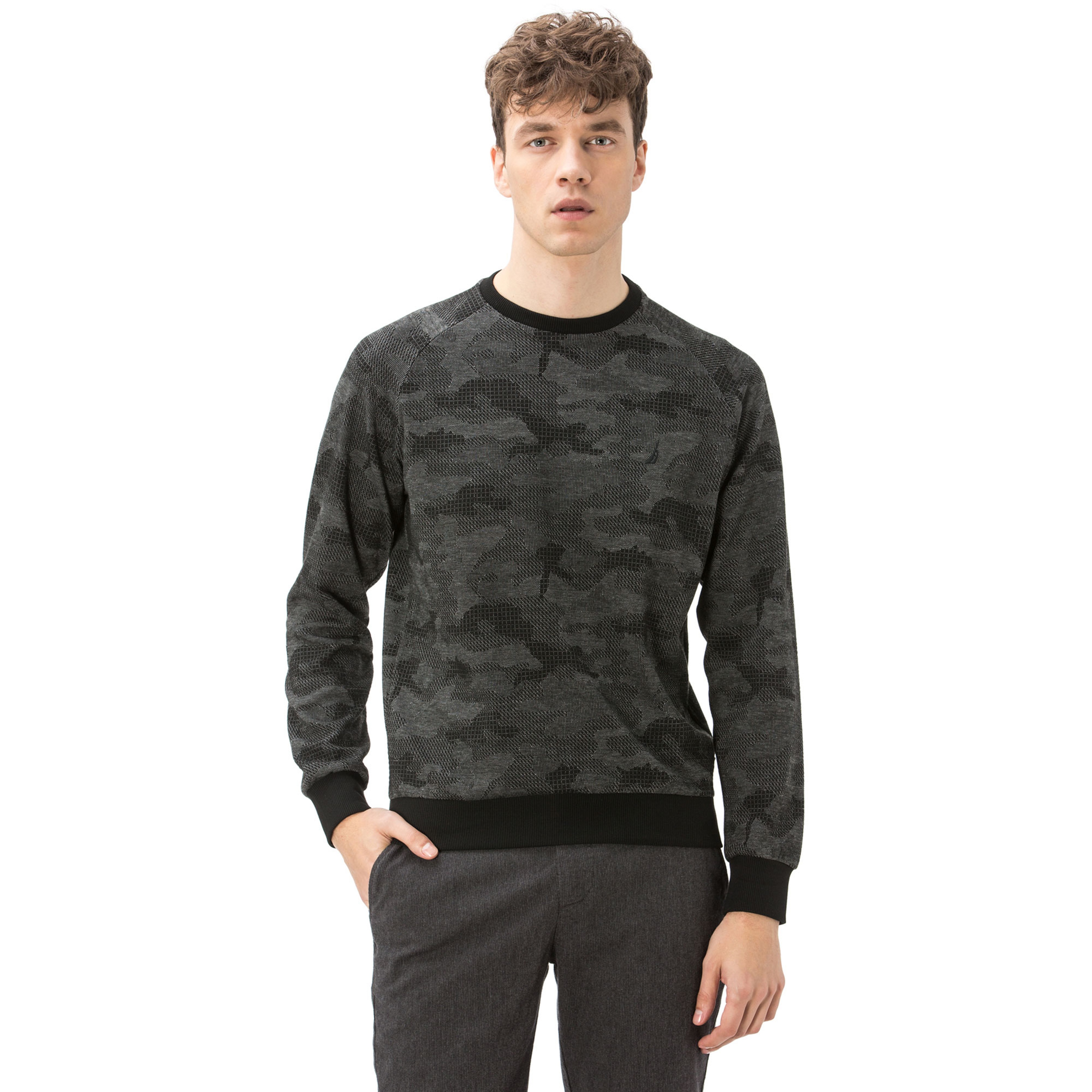 NAUTICA Erkek Bisiklet Yaka Siyah SWEATSHIRT
