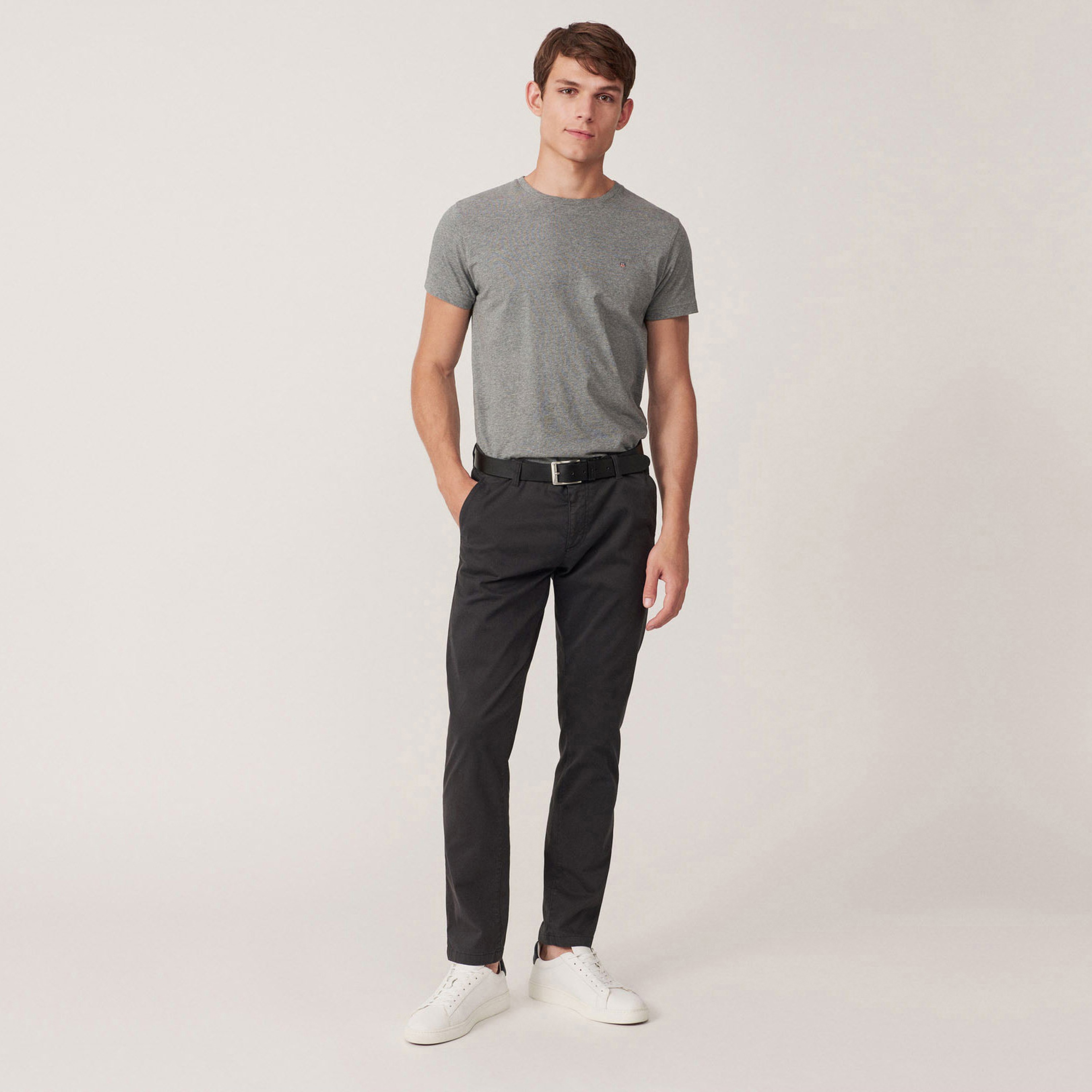 Erkek Gri Slim Chino Pantolon Pantolon