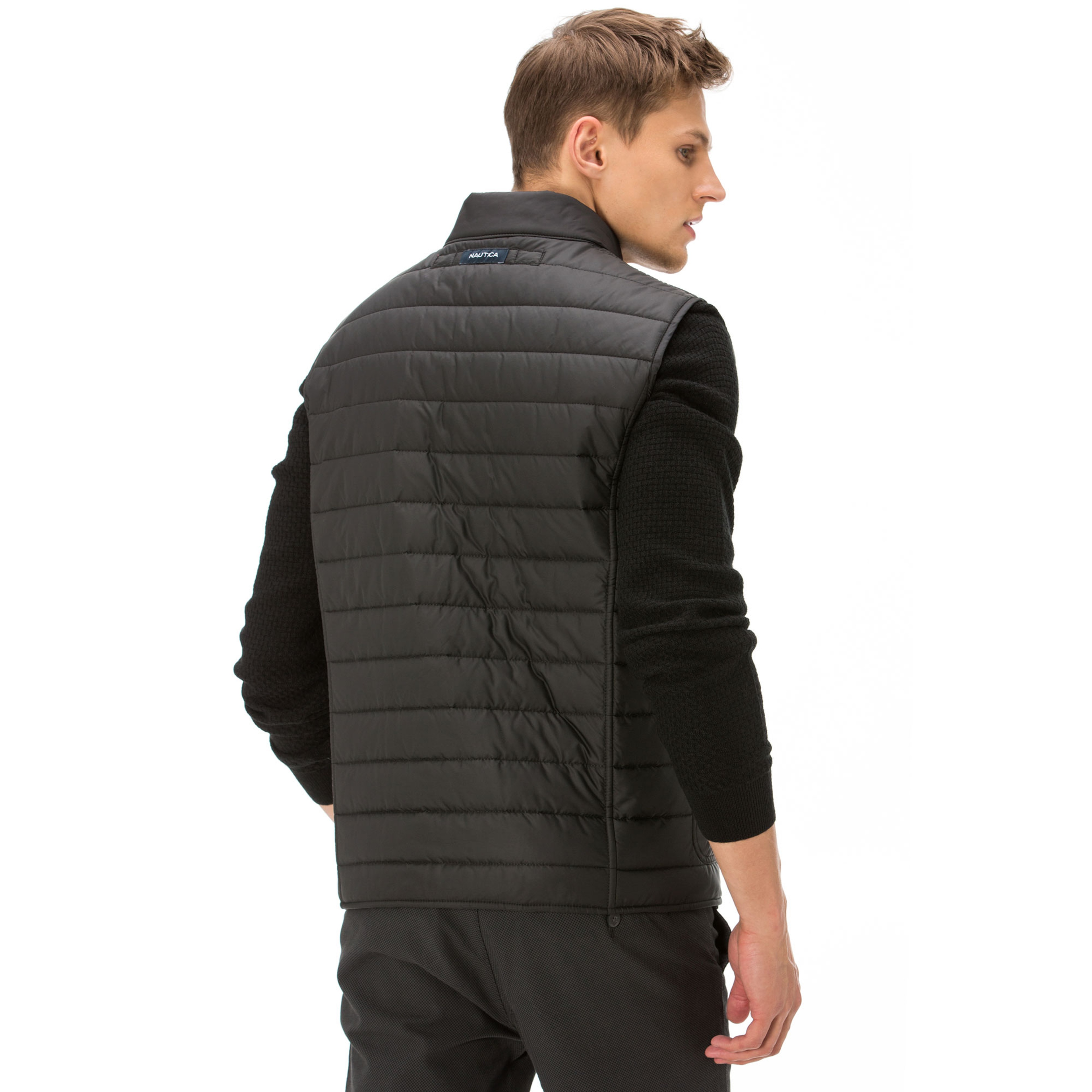 Nautica Erkek Klasik Fit Siyah Çift Taraflı Yelek