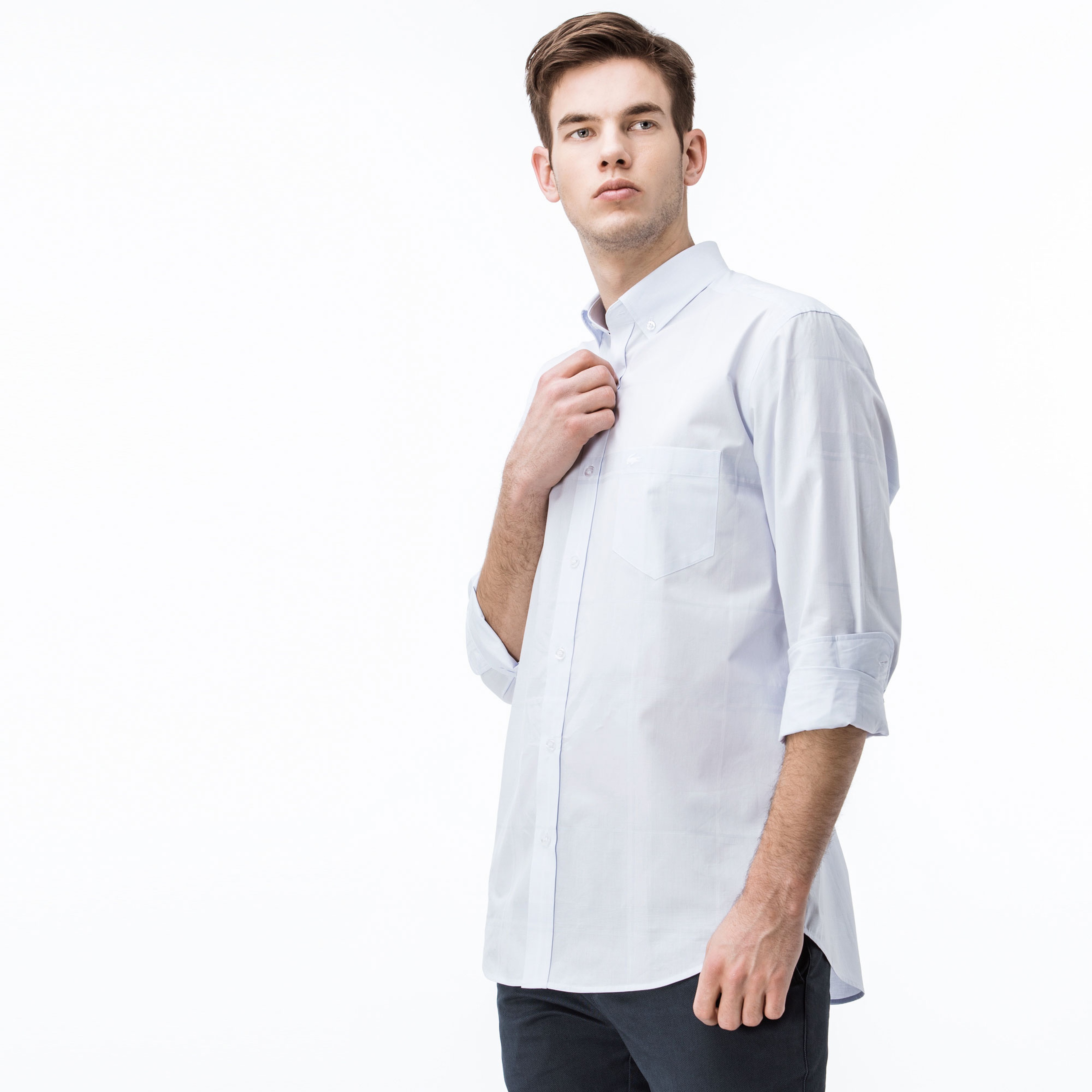 Lacoste Erkek Regular Fit Ekose Mavi-Gri Gömlek