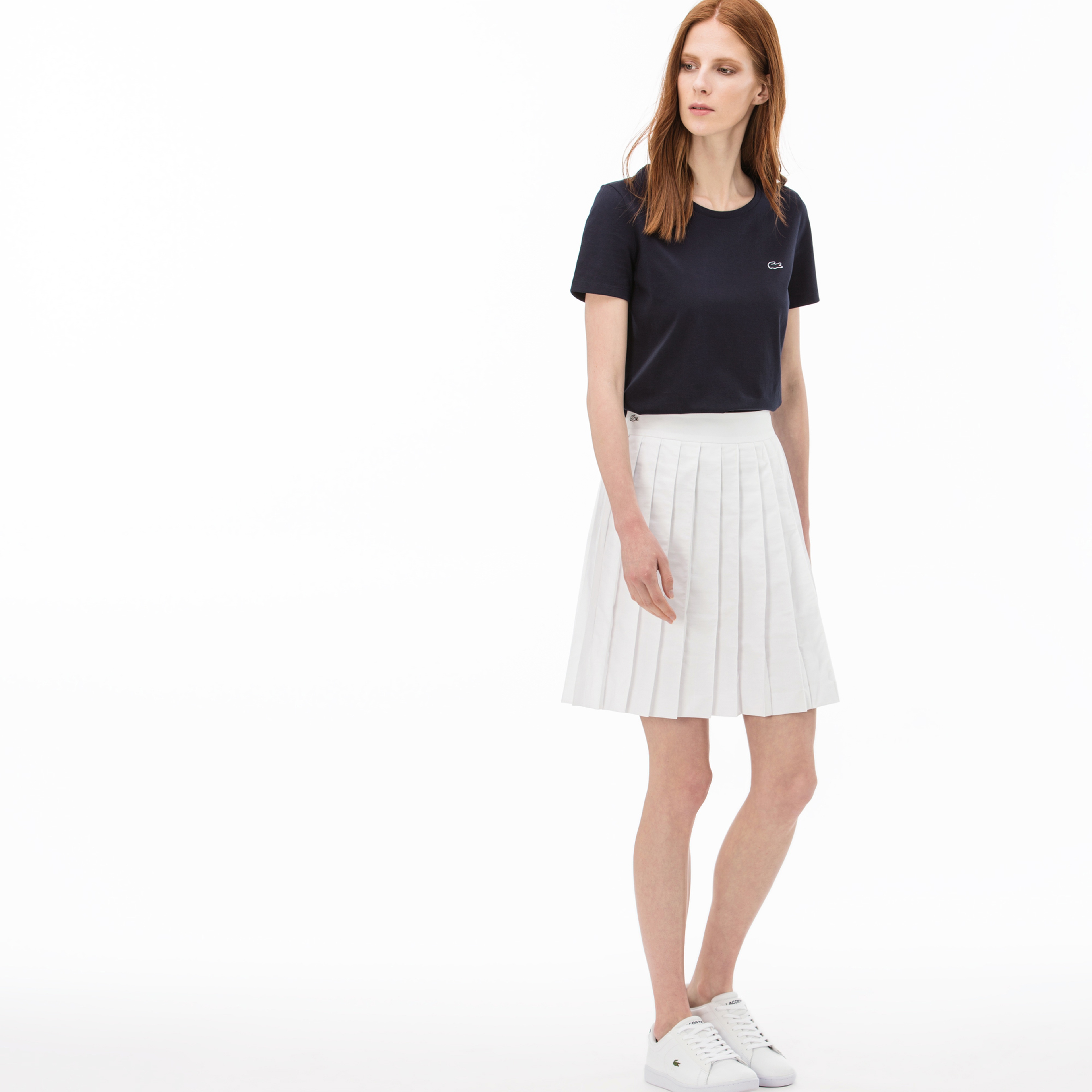 Lacoste Kadın Pileli Beyaz Etek