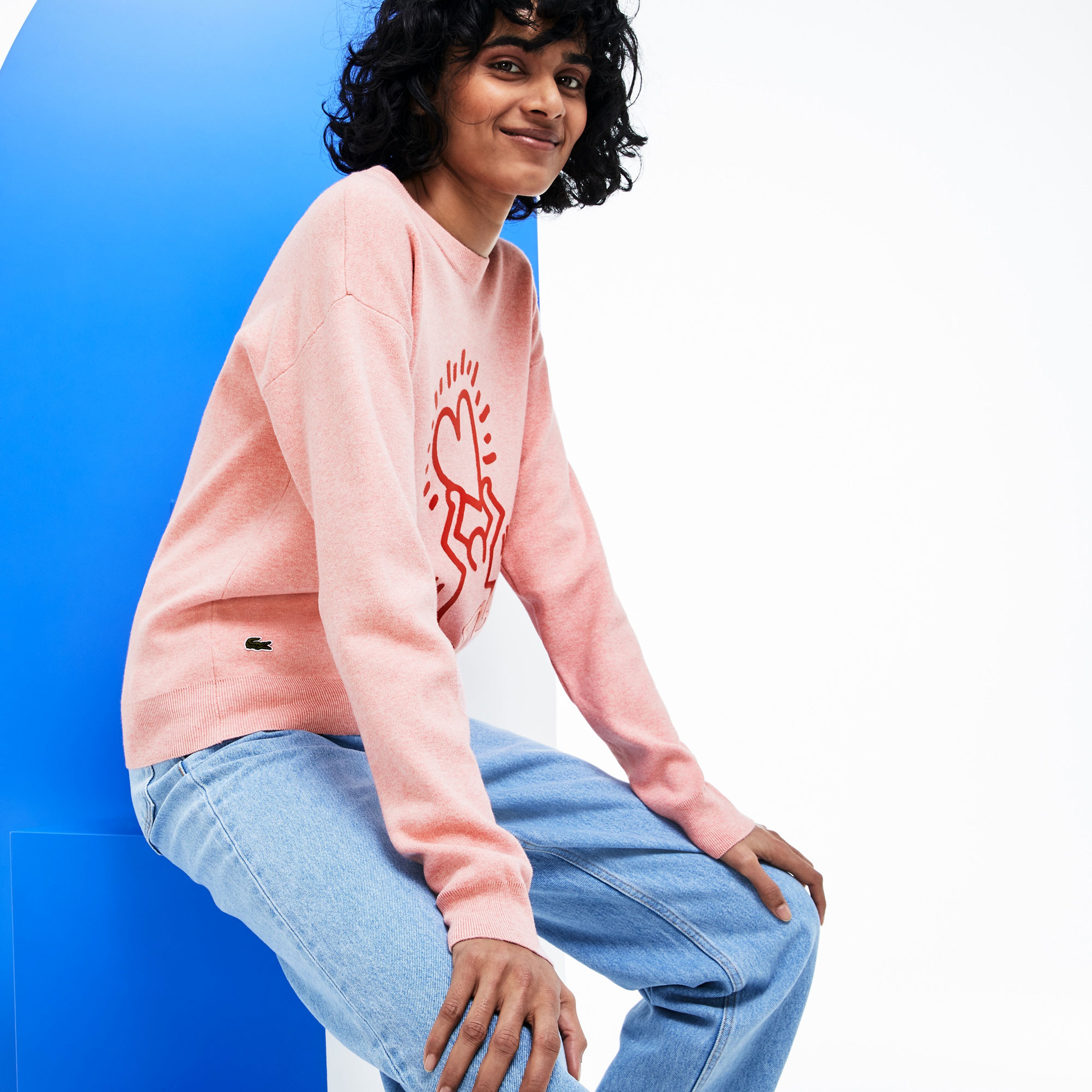 Lacoste X Keith Haring Kadın Pembe Triko