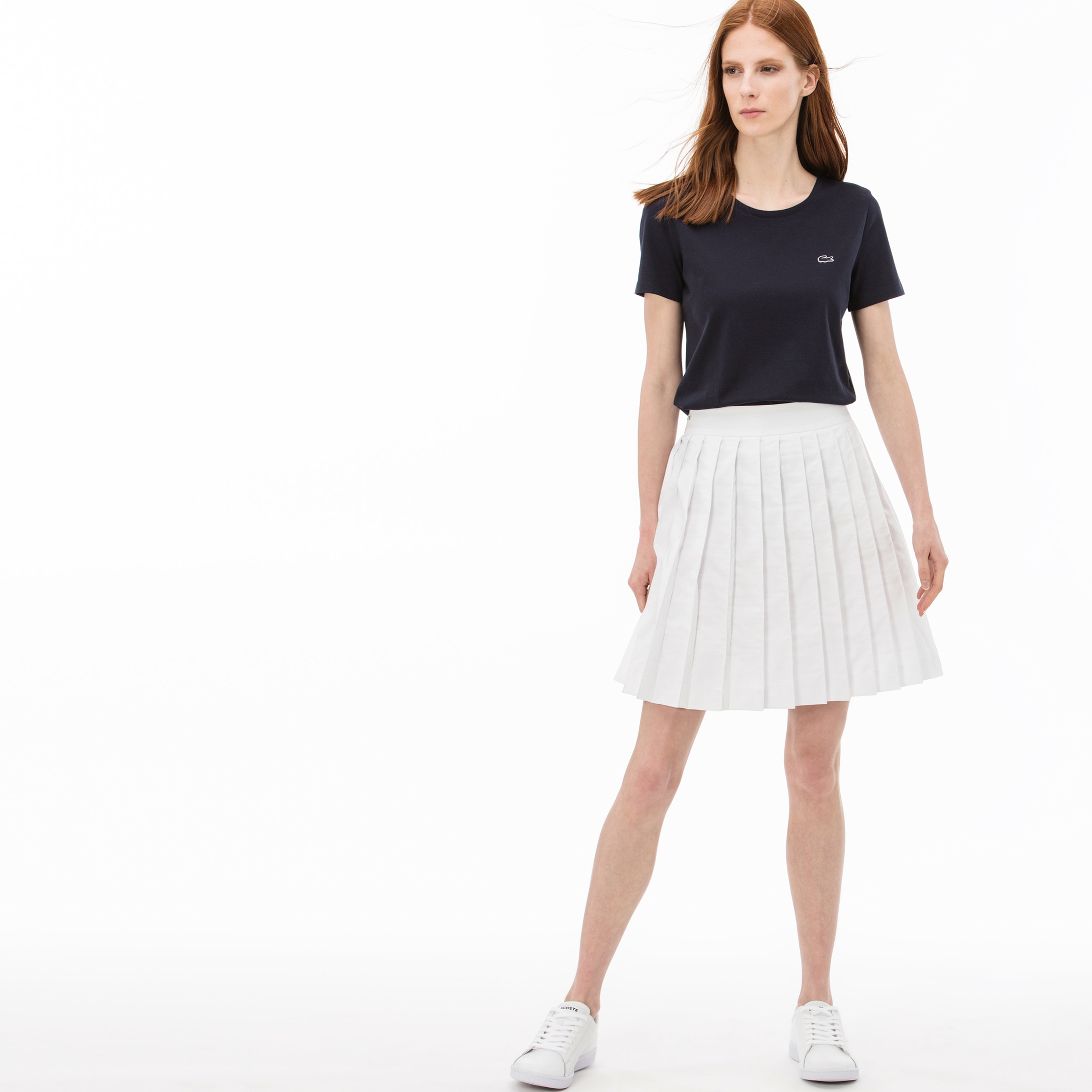 Lacoste Kadın Pileli Beyaz Etek