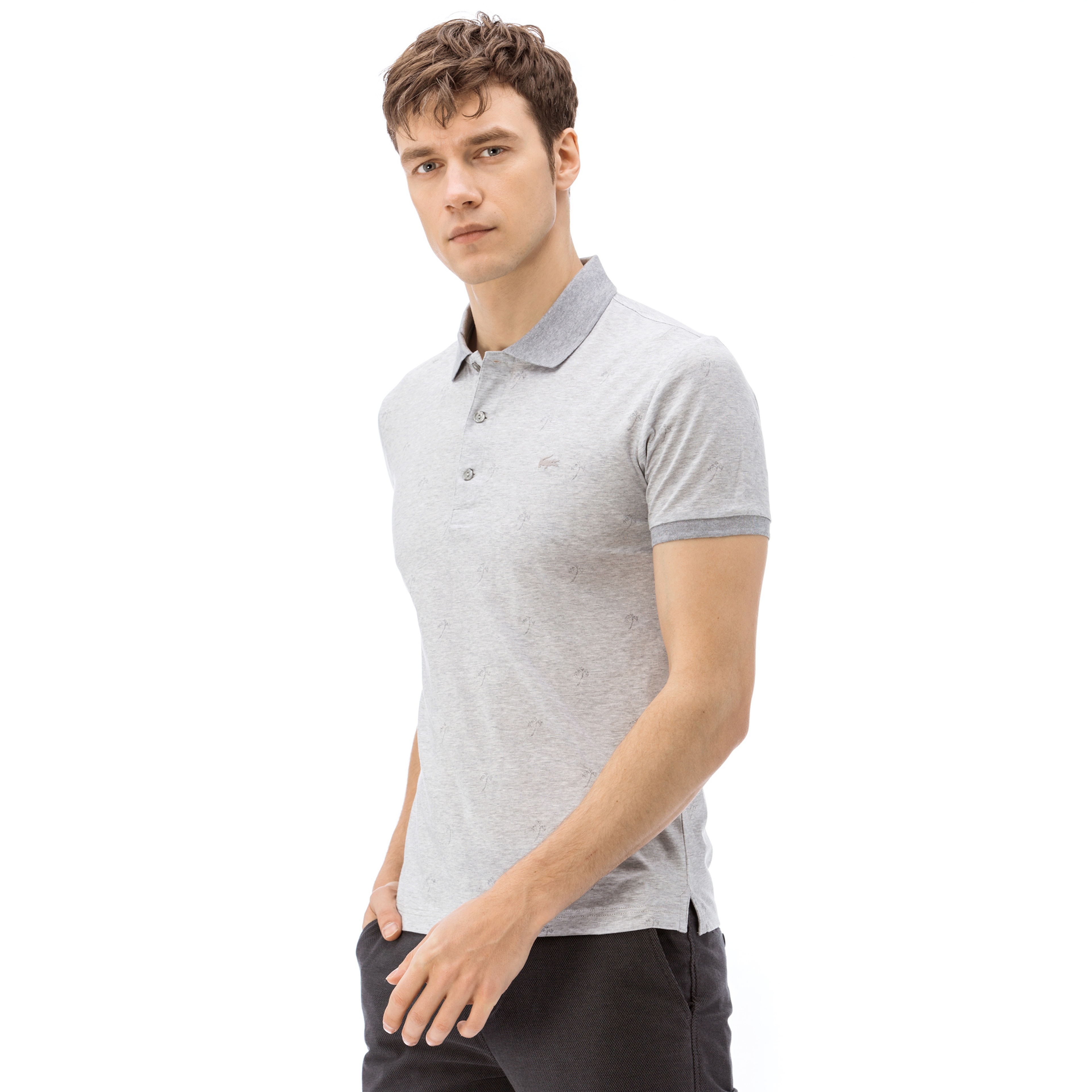 Lacoste Erkek Slim Fit Gri Polo