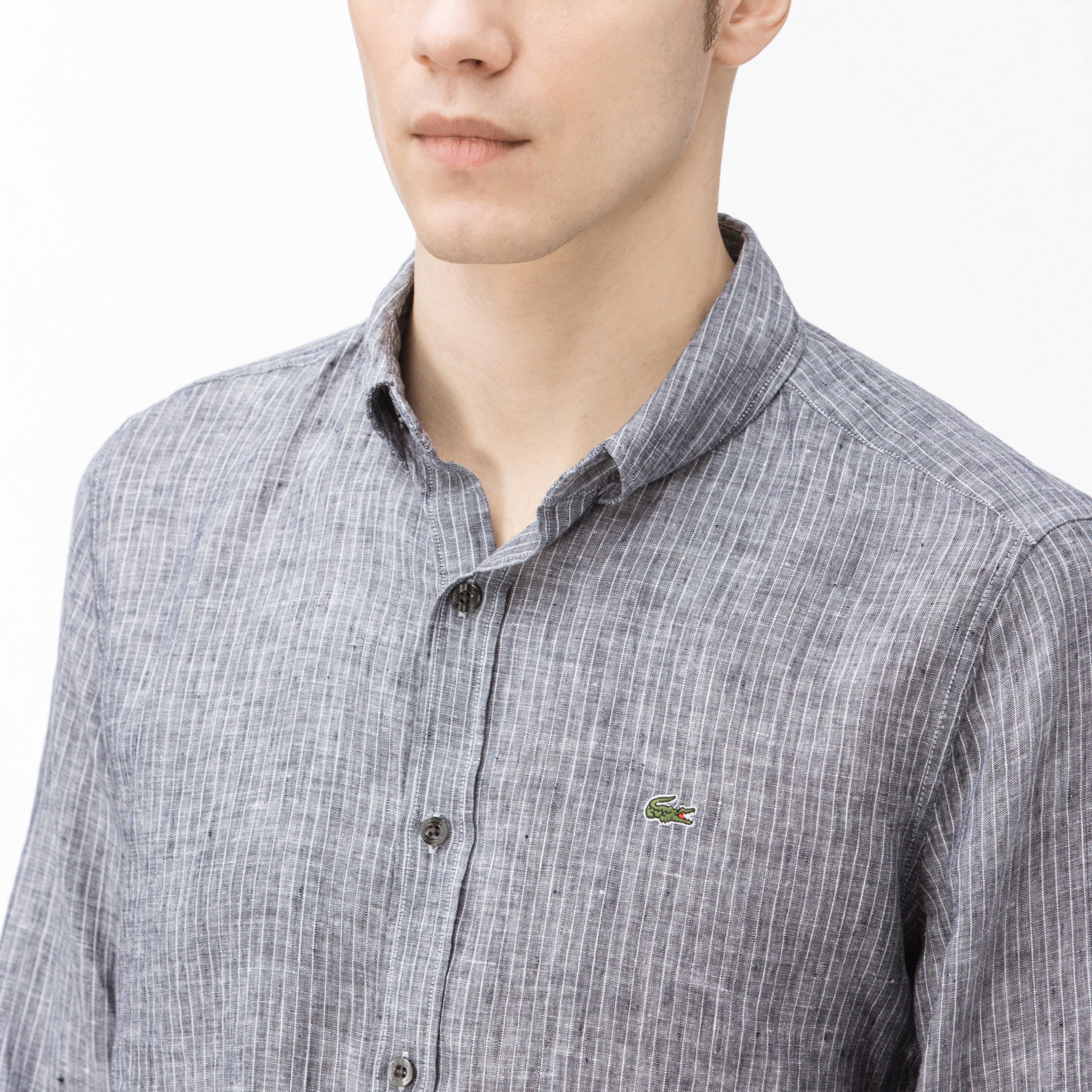 Lacoste Erkek Slim Fit Gri Gömlek