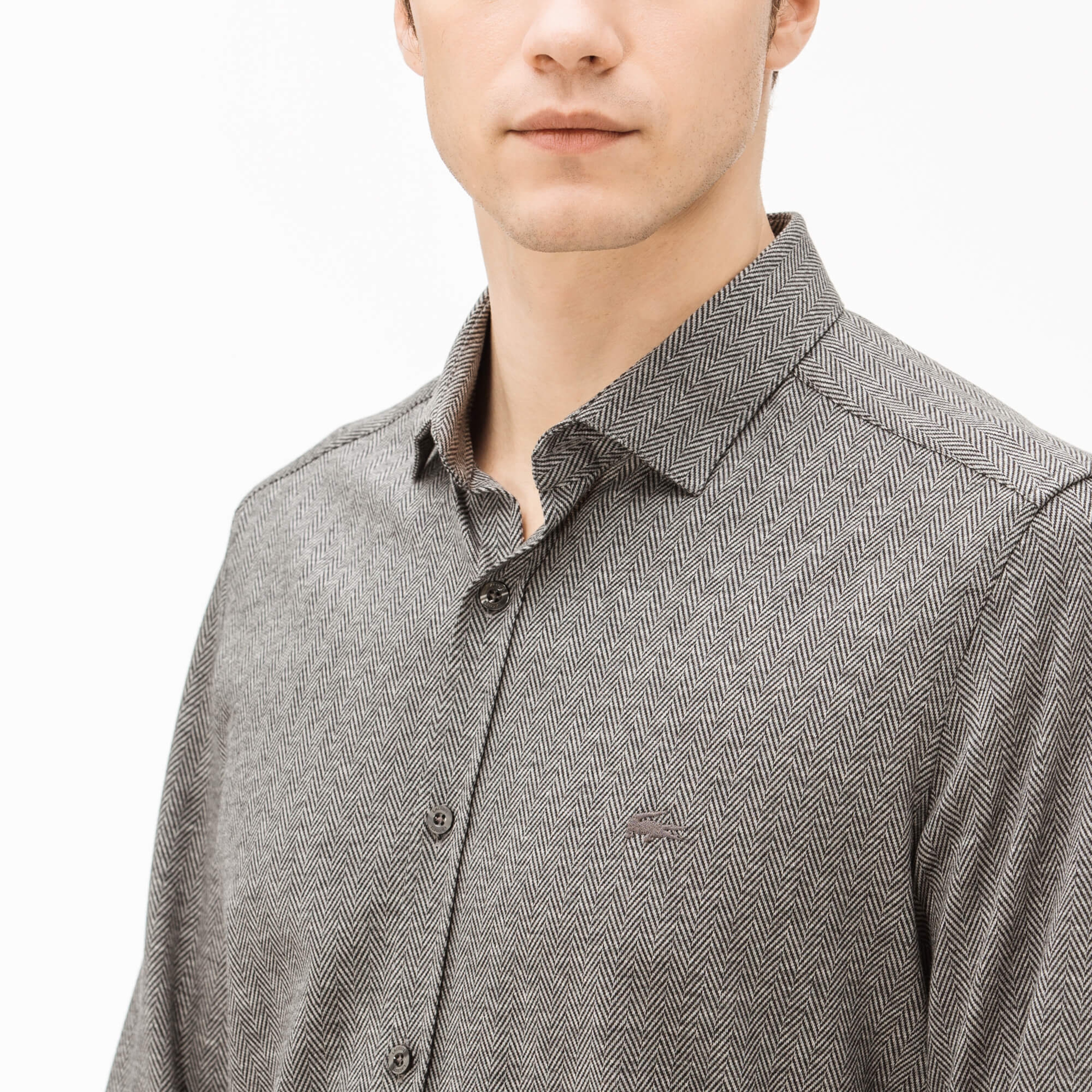 Lacoste Erkek Slim Fit Gri Gömlek