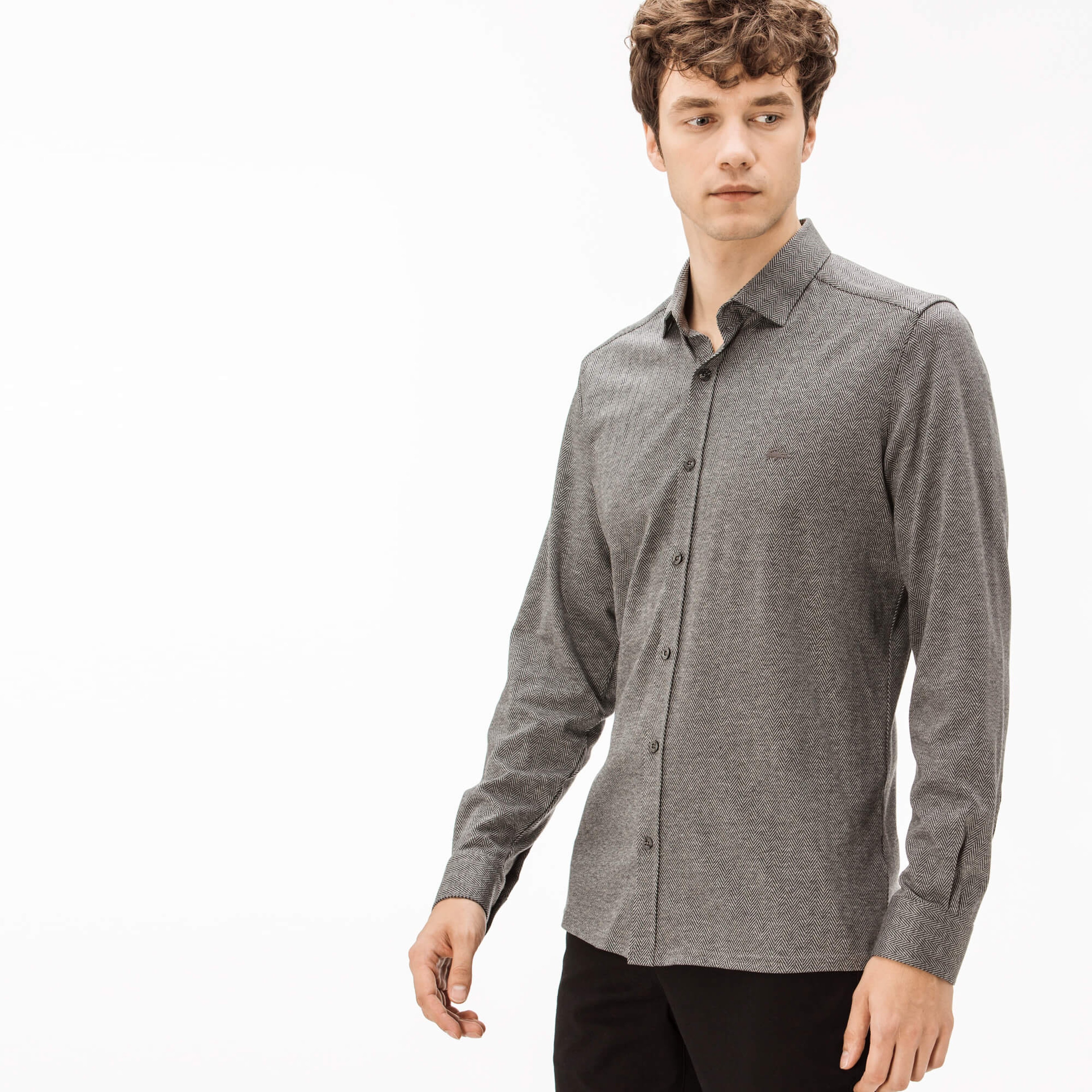 Lacoste Erkek Slim Fit Gri Gömlek