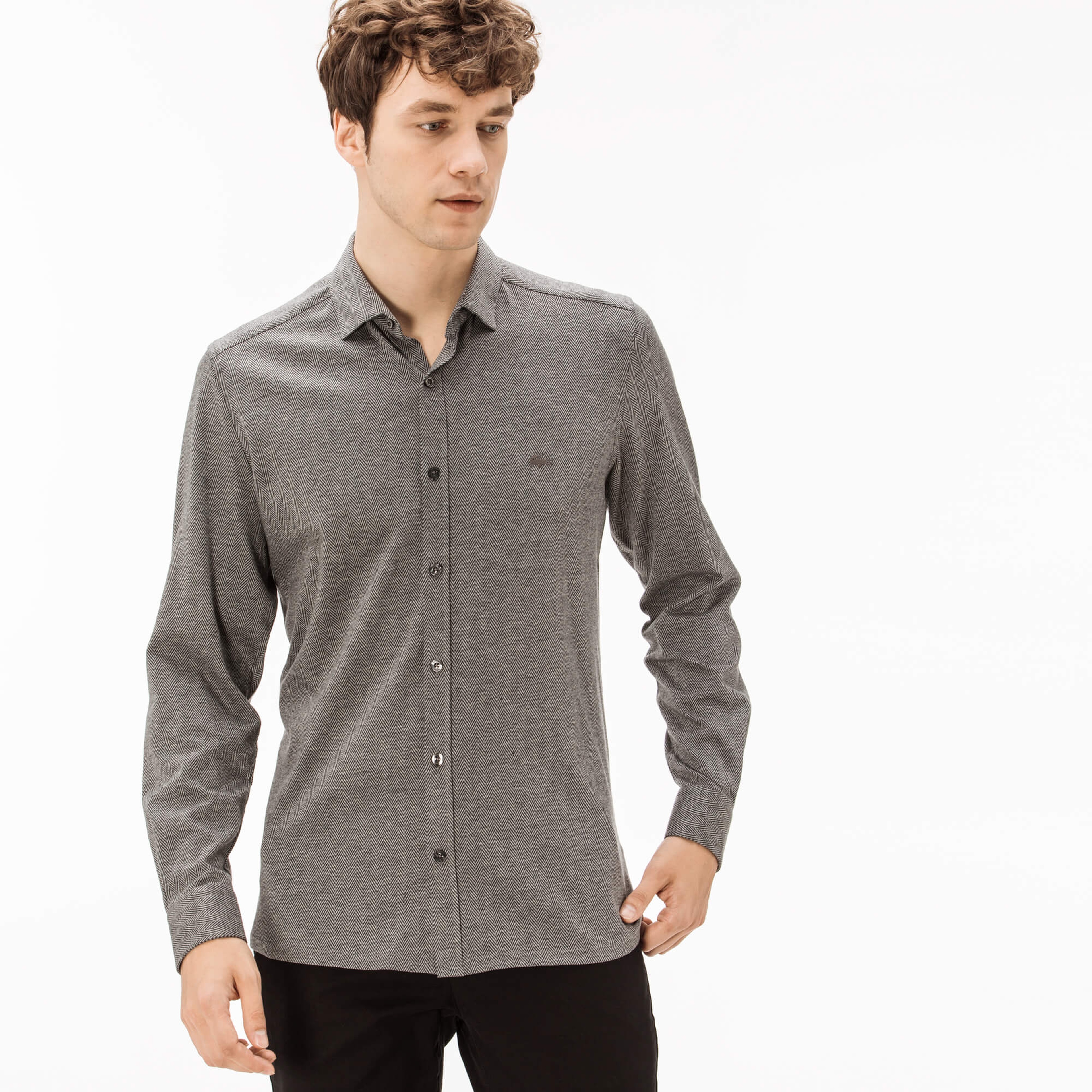 Lacoste Erkek Slim Fit Gri Gömlek