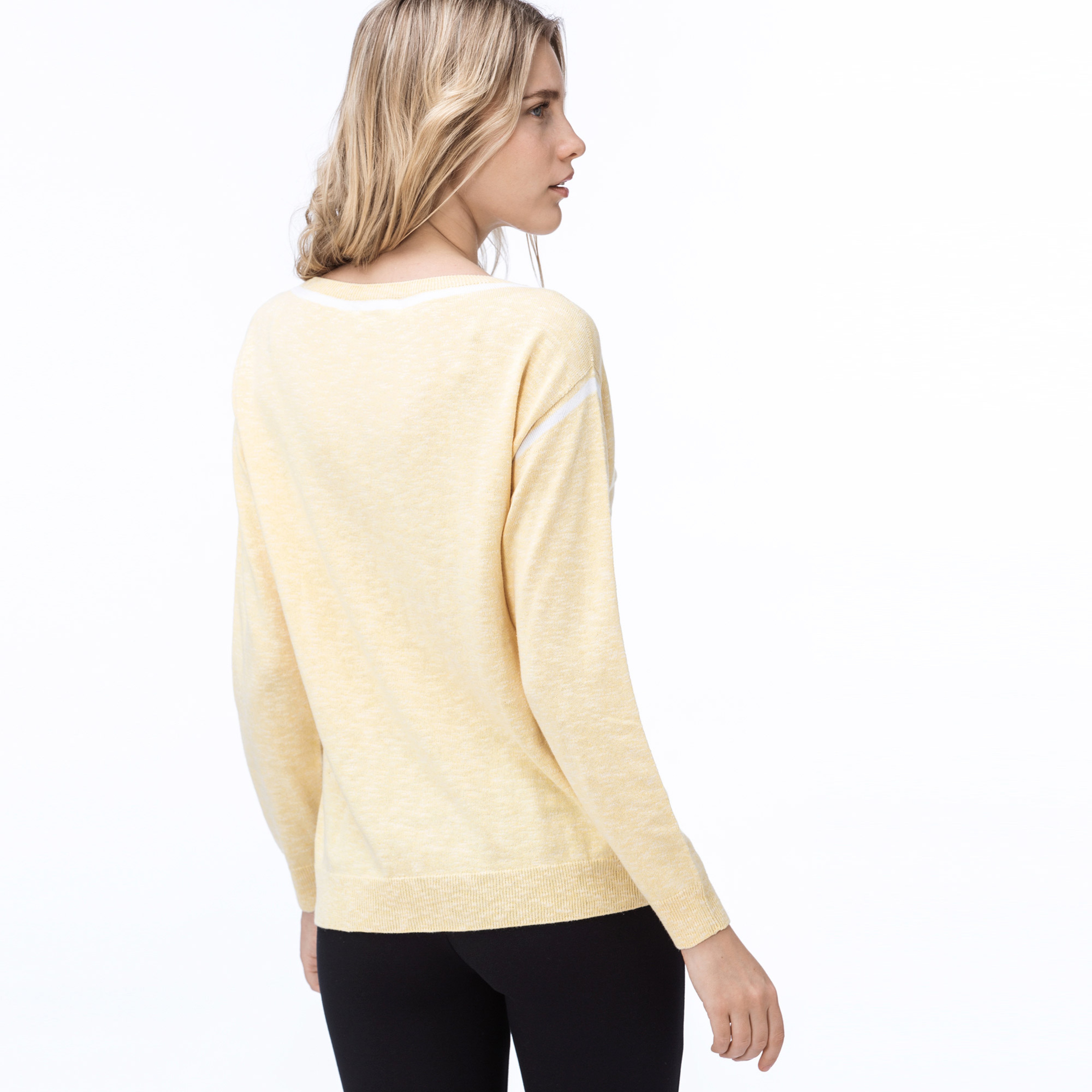 Lacoste Kadın Kırçıllı Sarı Triko