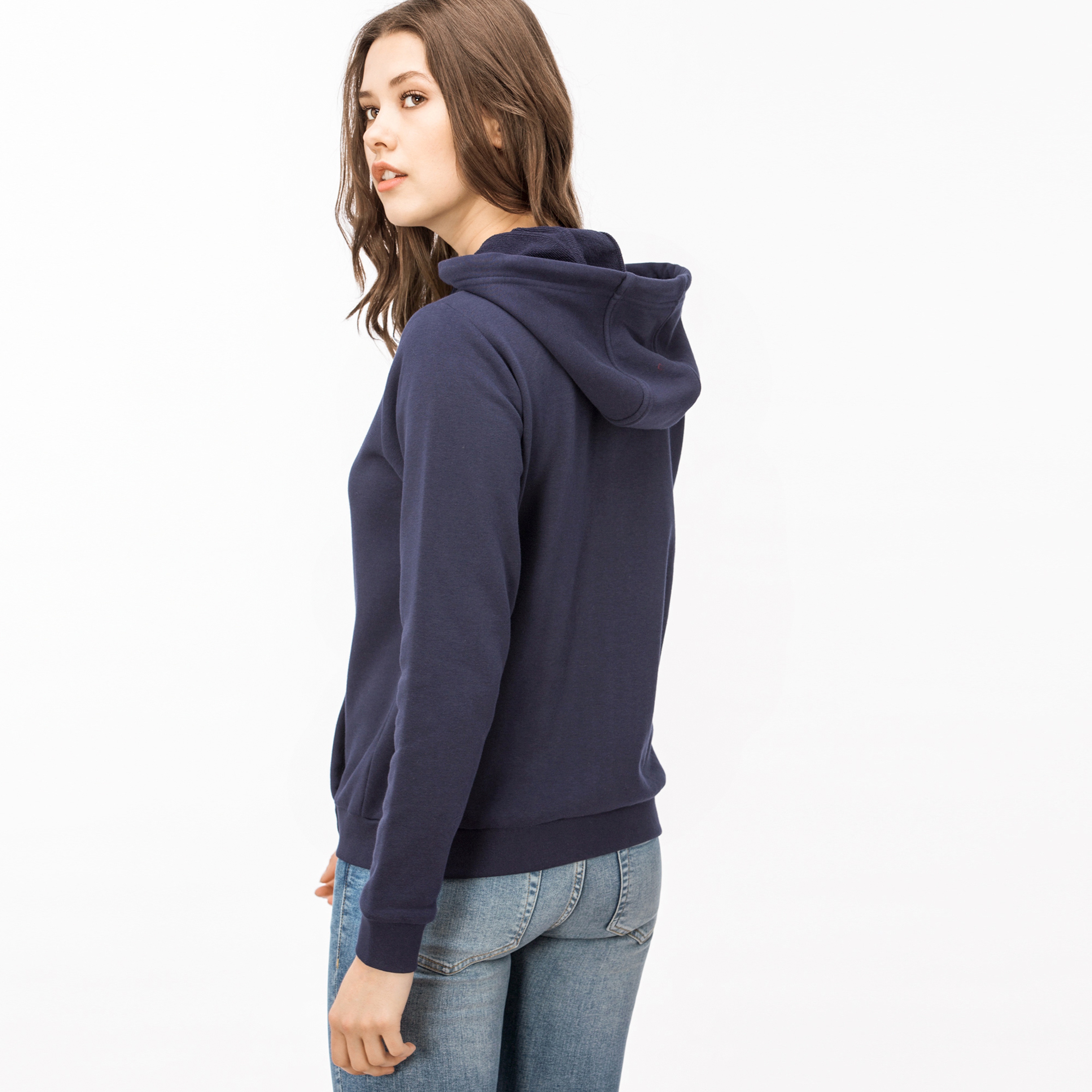 Lacoste Sport Kadın Kapüşonlu Lacivert Sweatshirt