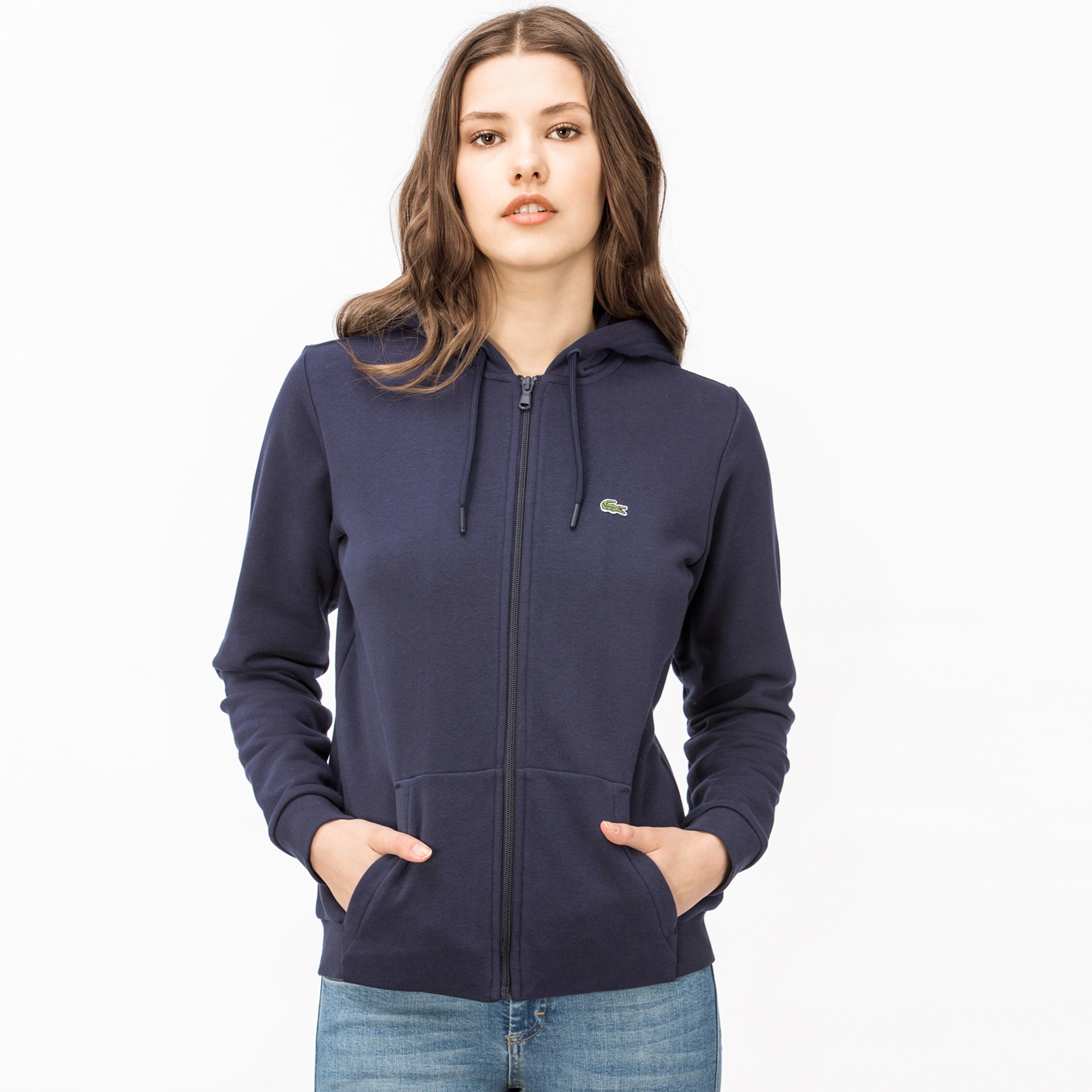 Lacoste Sport Kadın Kapüşonlu Lacivert Sweatshirt