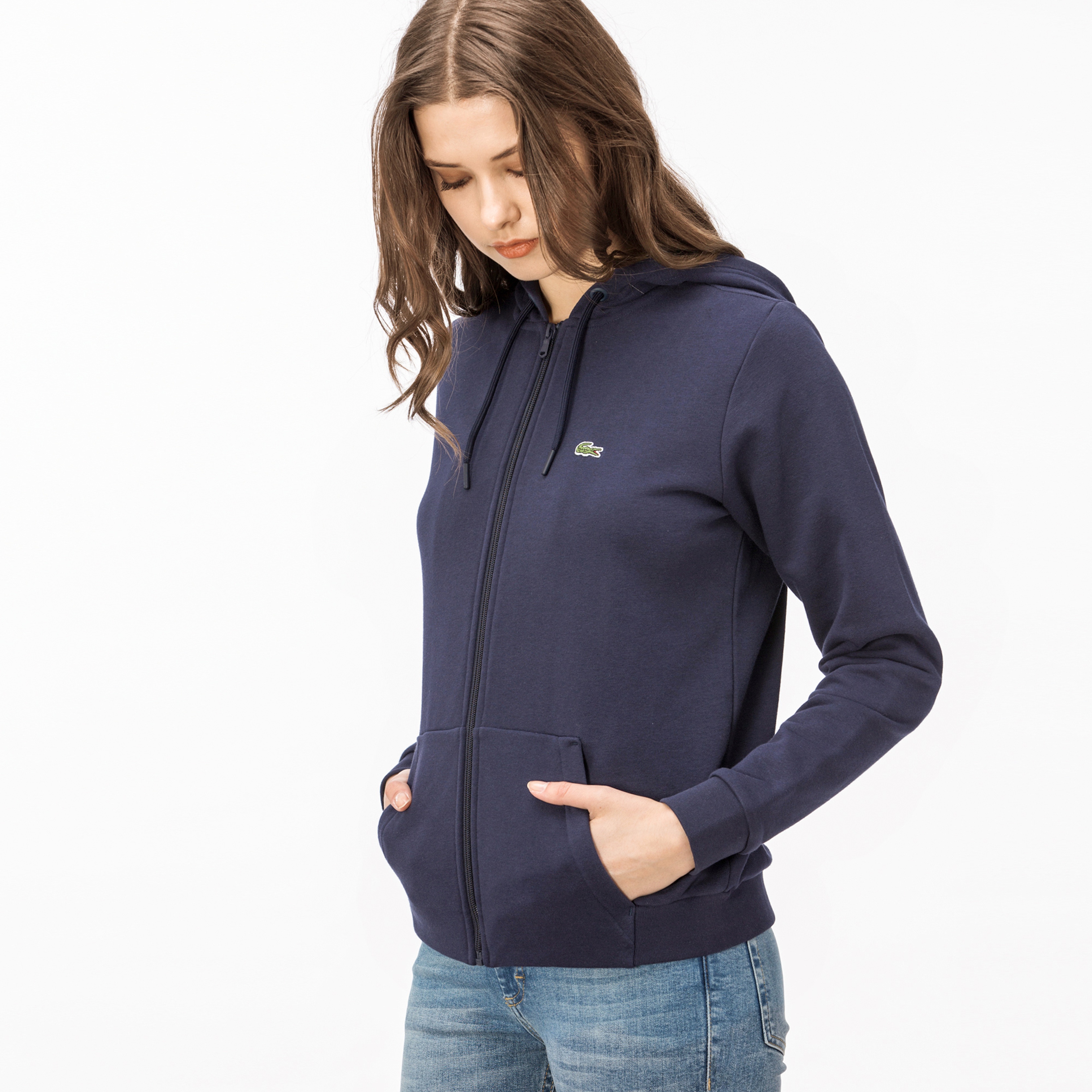Lacoste Sport Kadın Kapüşonlu Lacivert Sweatshirt