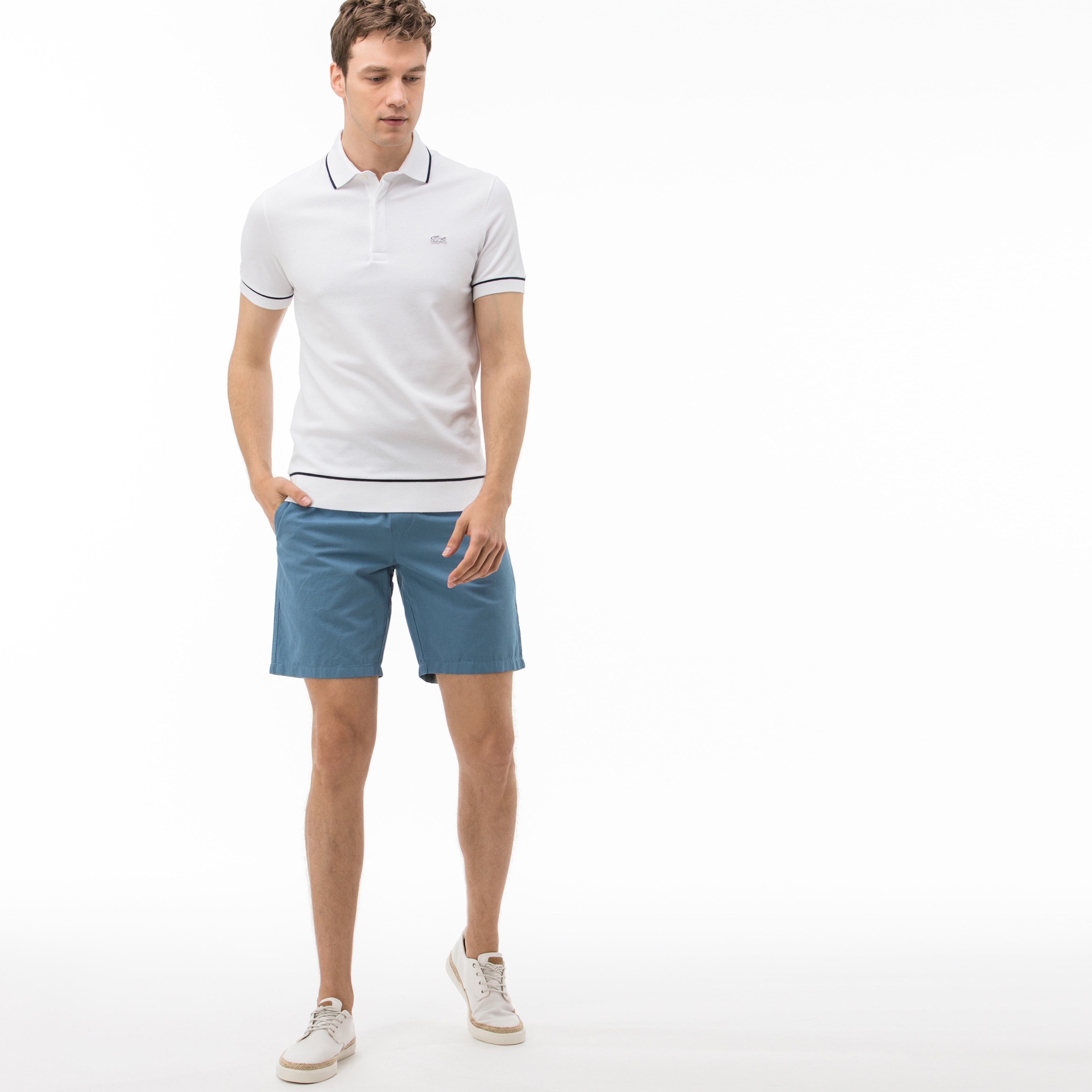 Lacoste Erkek Keten Mavi Şort