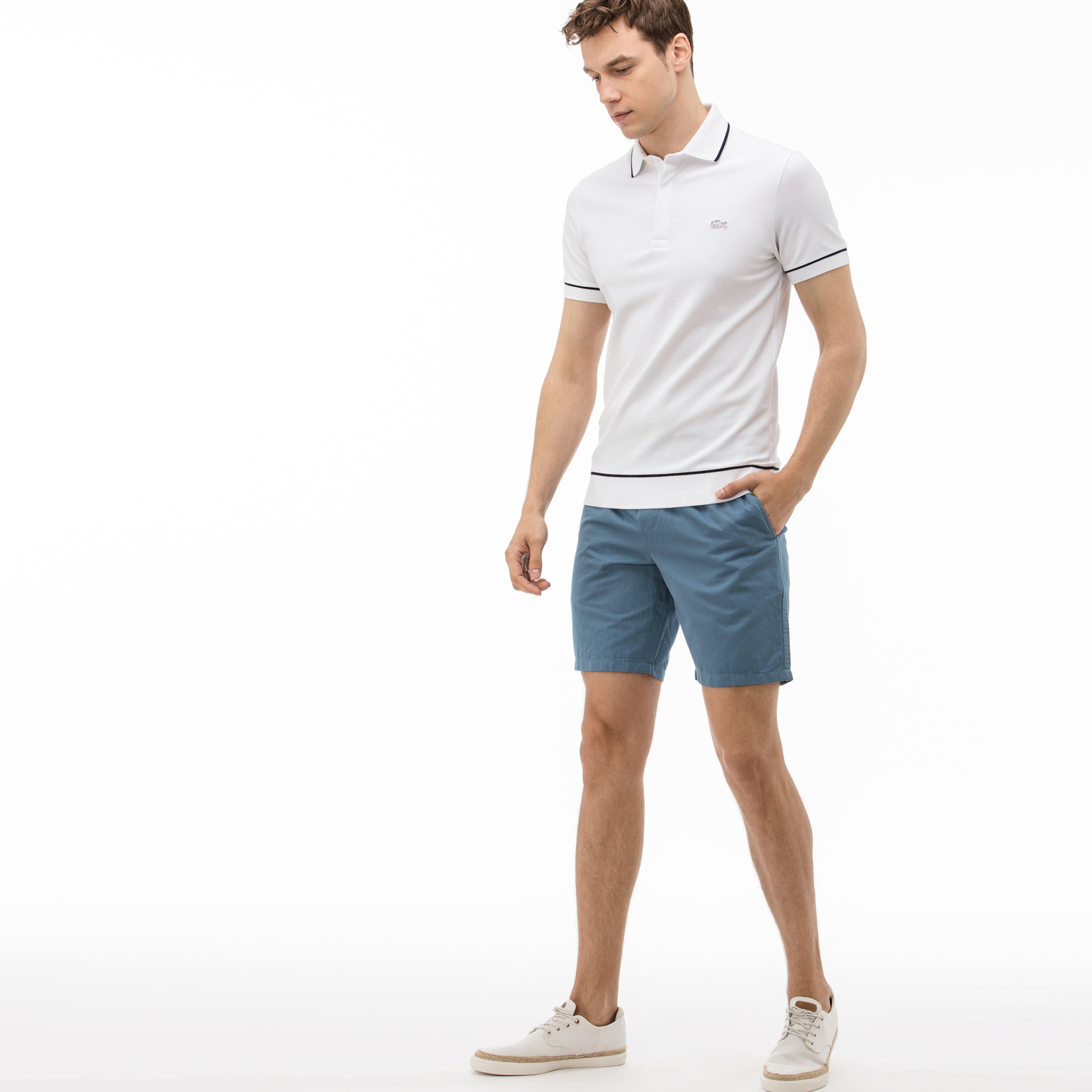 Lacoste Erkek Keten Mavi Şort