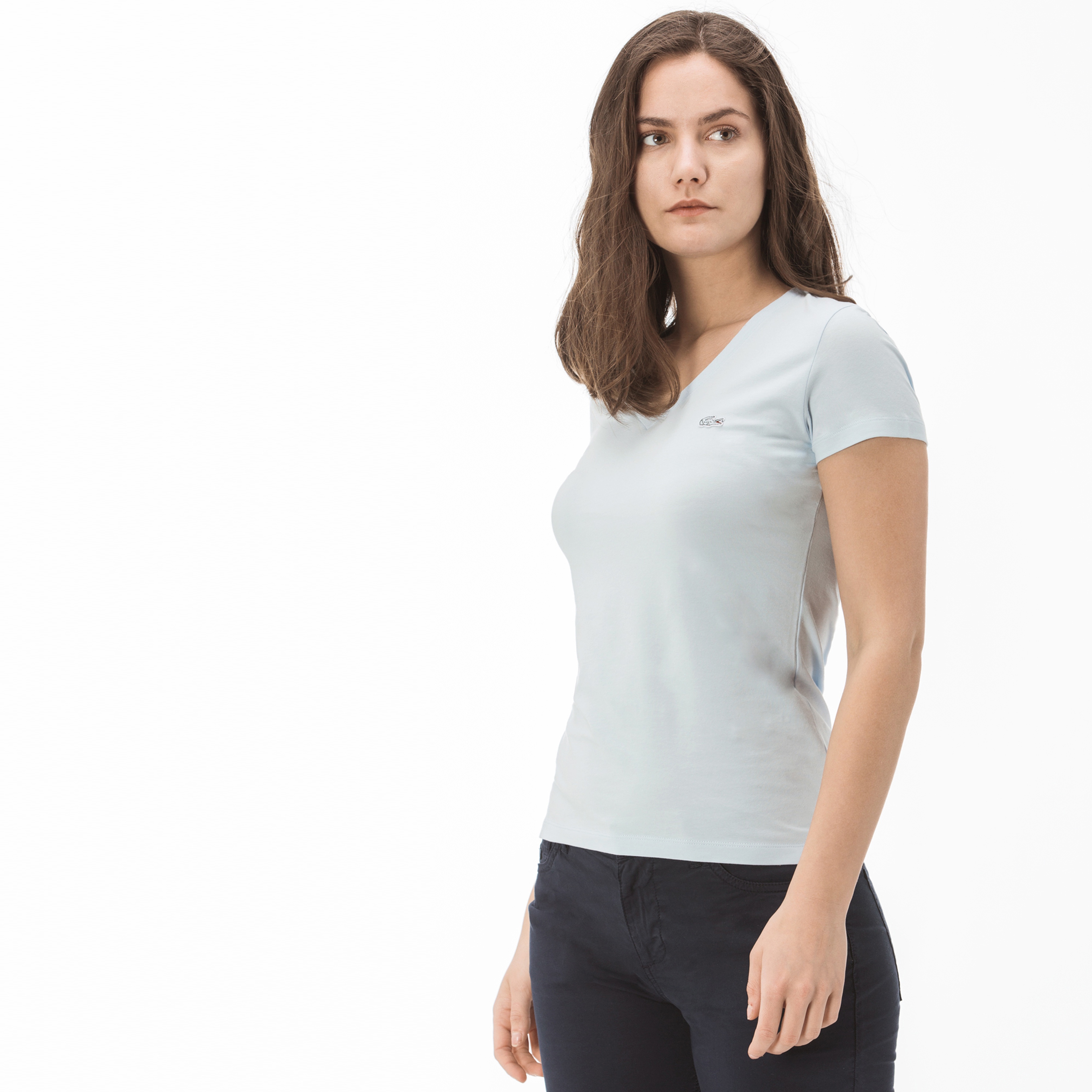 Lacoste Kadın Slim Fit Mavi T-Shirt