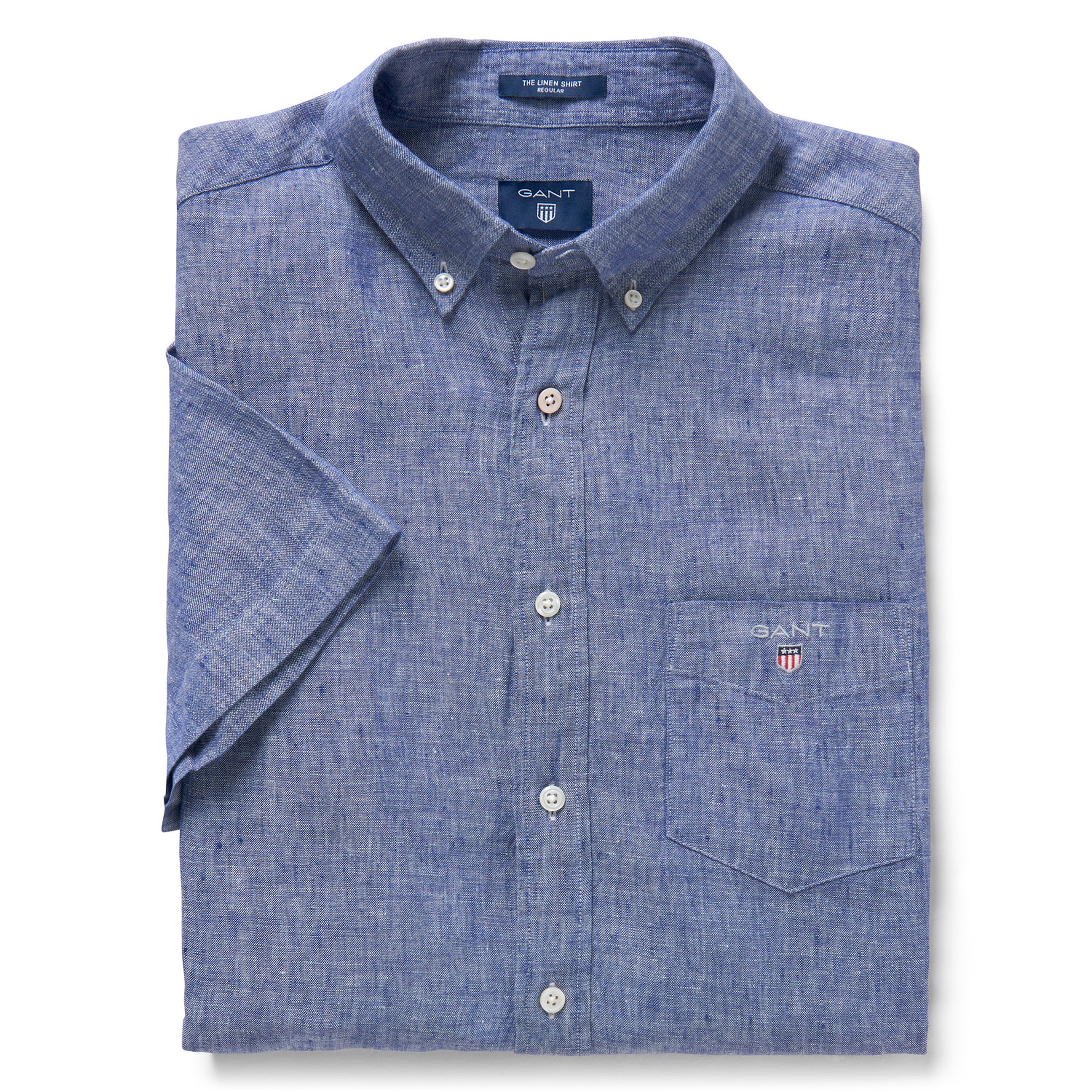 Gant Erkek Lacivert Regular Keten Kısa Kollu Gömlek
