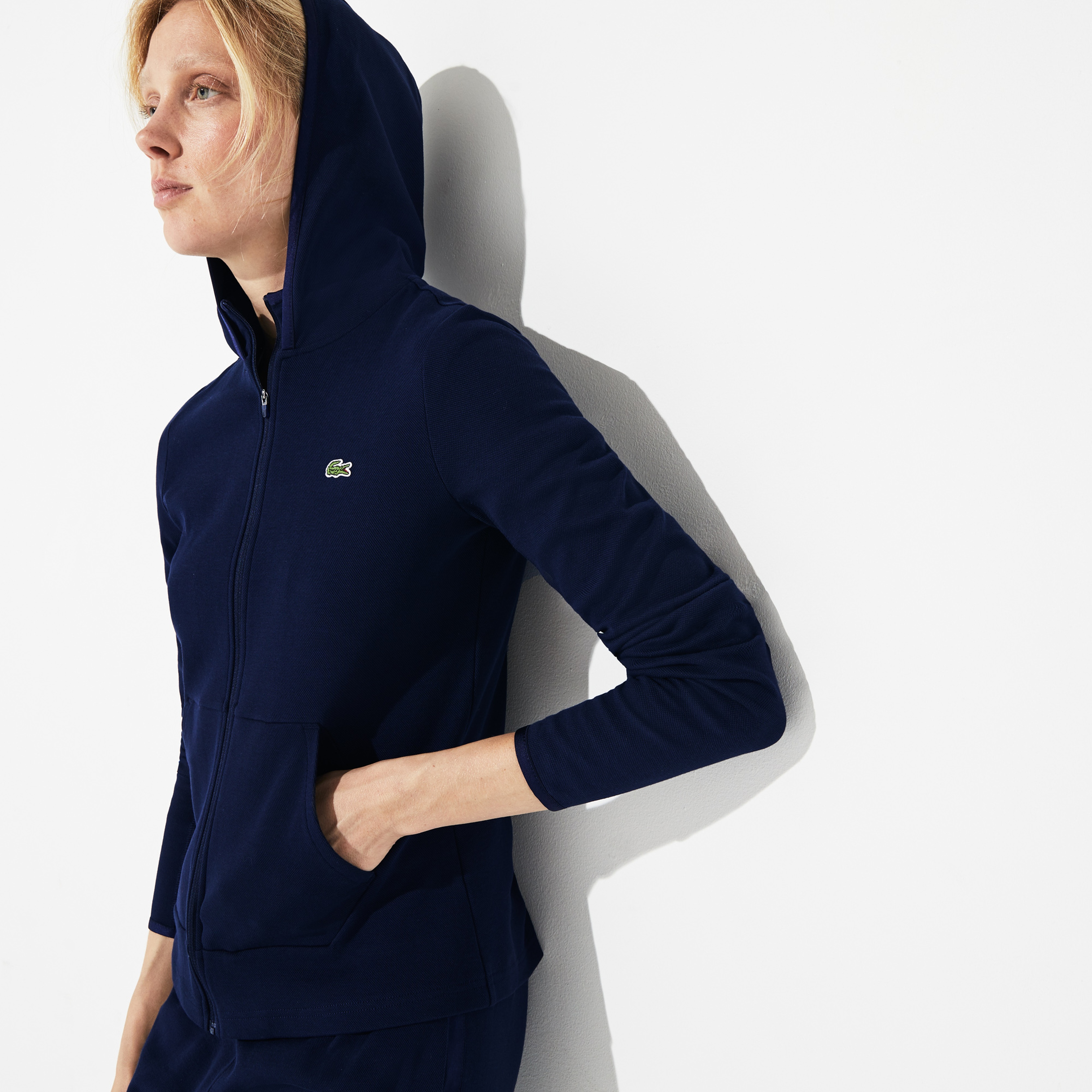 Lacoste Sport Kadın Kapüşonlu Lacivert Sweatshirt