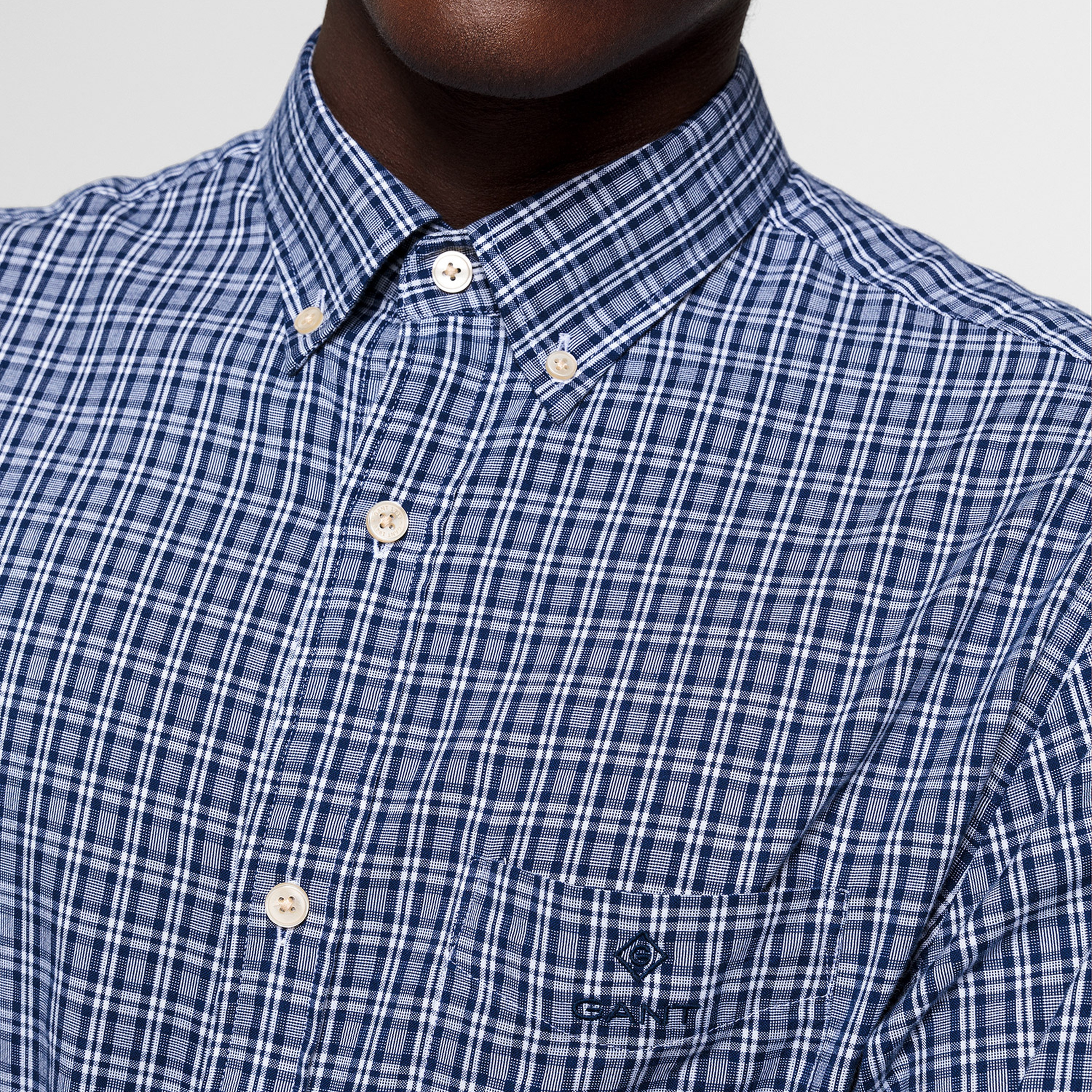 Gant Erkek Mavi Regular Fit Oxford Kareli Gömlek