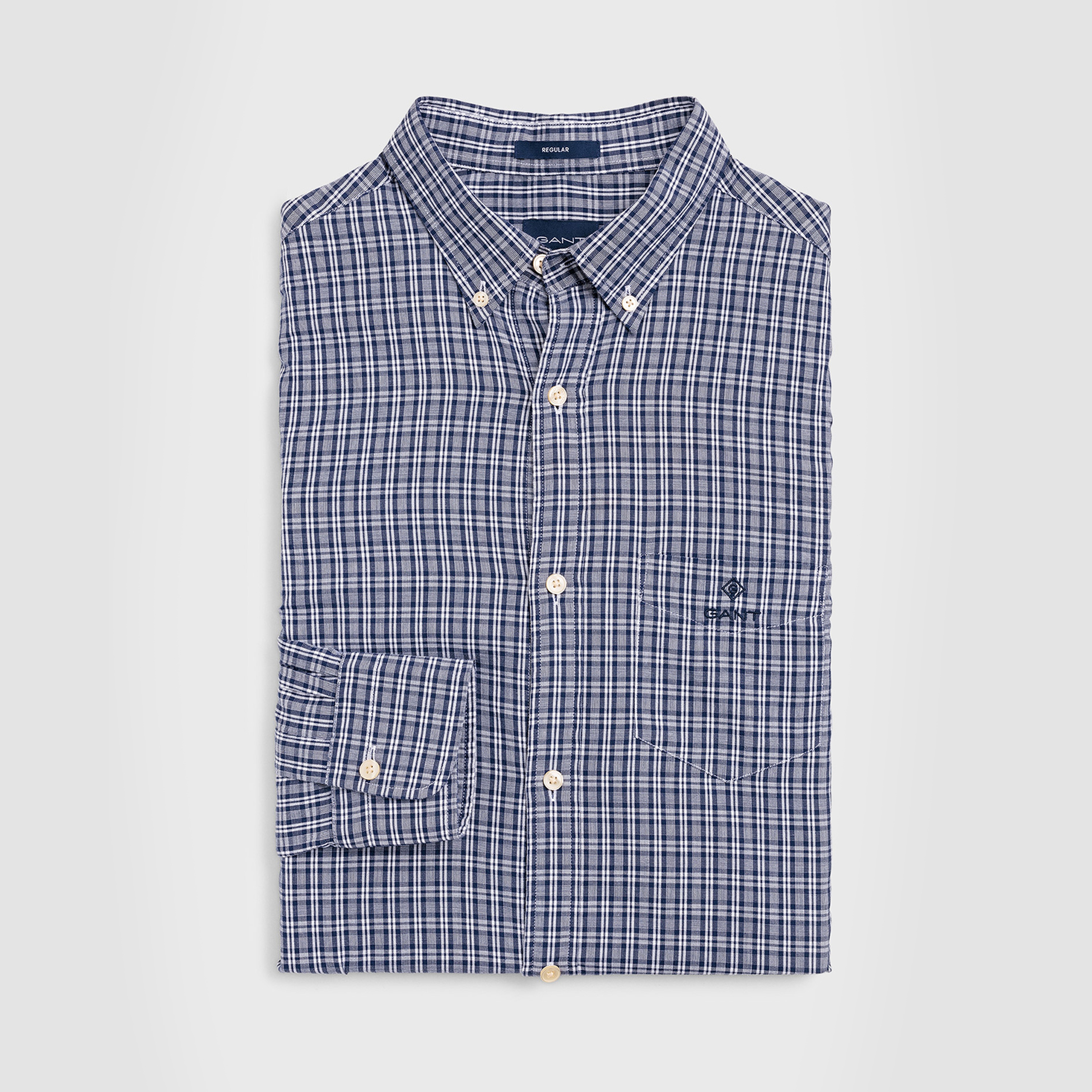 Gant Erkek Mavi Regular Fit Oxford Kareli Gömlek
