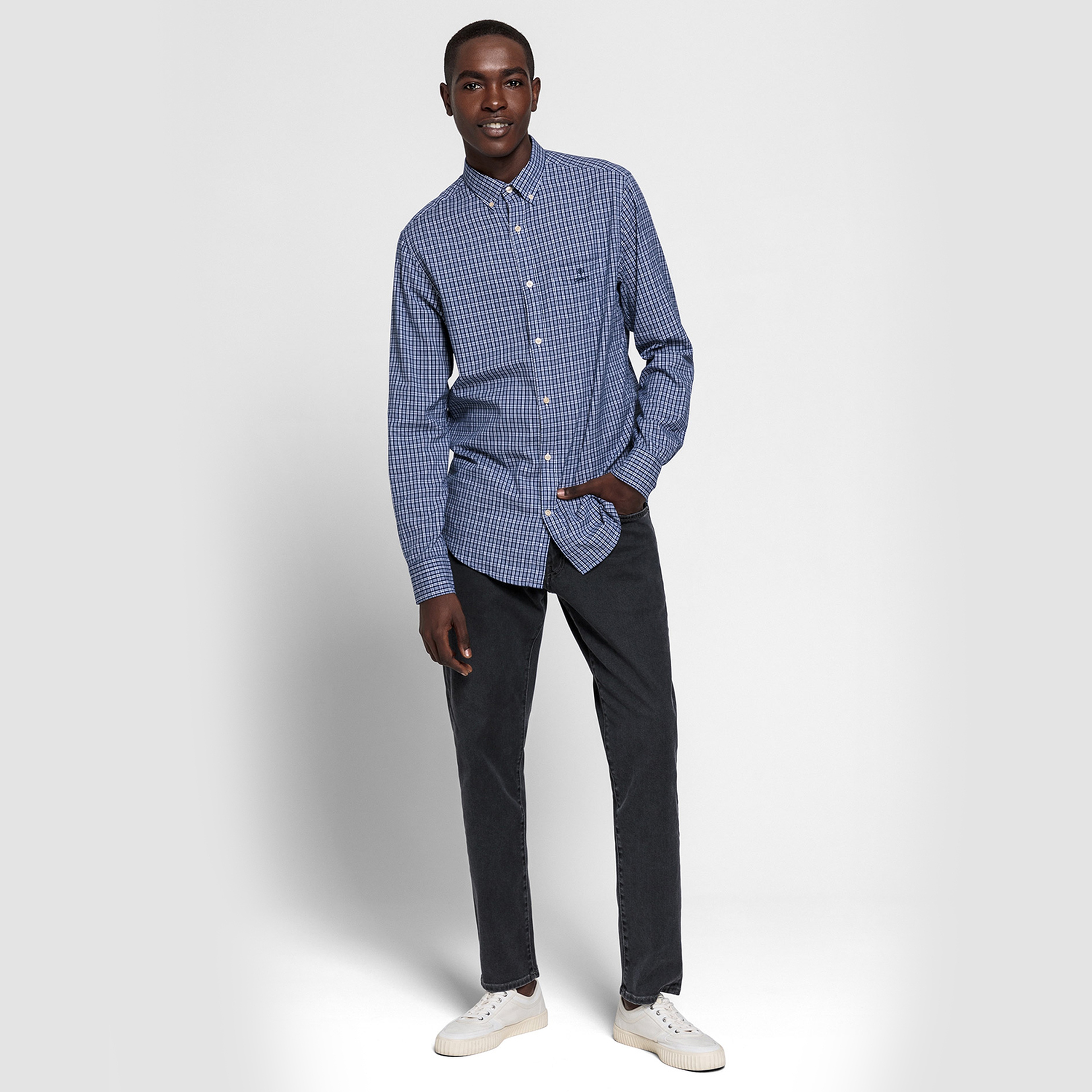 Gant Erkek Mavi Regular Fit Oxford Kareli Gömlek