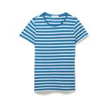 Kadın Slim Fit Bisiklet Yaka Çizgili Mavi T-Shirt