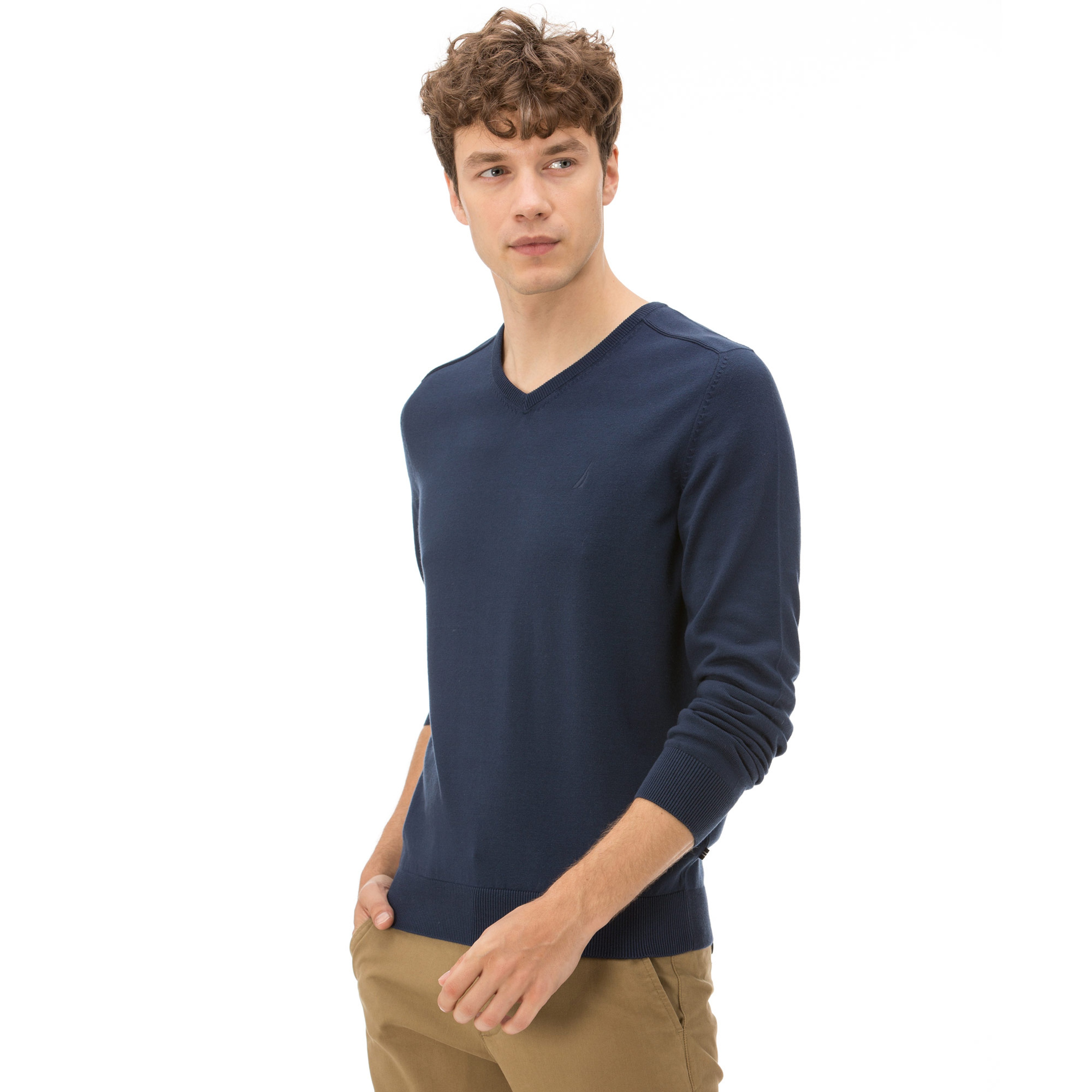 Nautica Uzun Kollu Düz Lacivert Erkek Triko