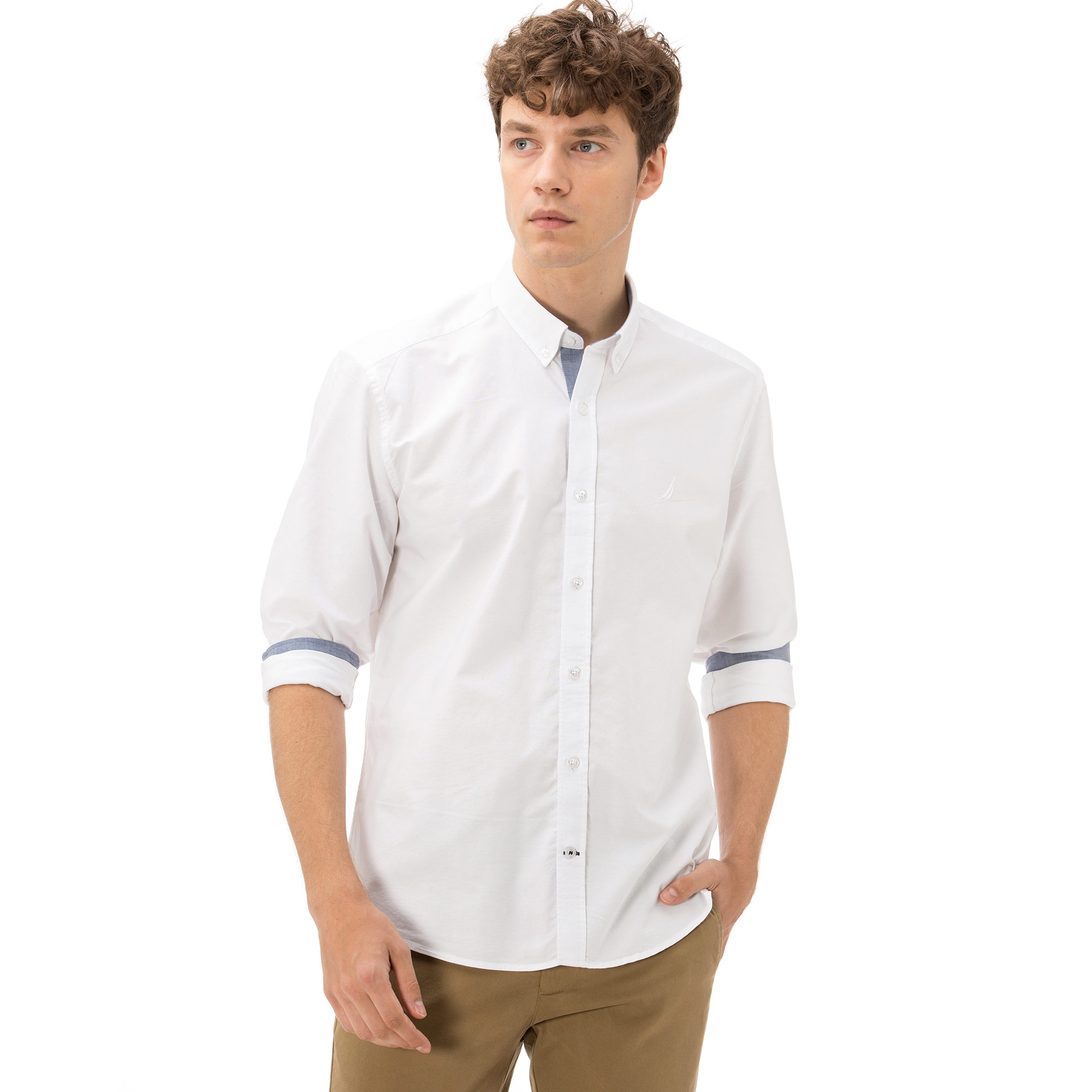 Nautica Uzun Kollu Düz Beyaz Erkek Gömlek