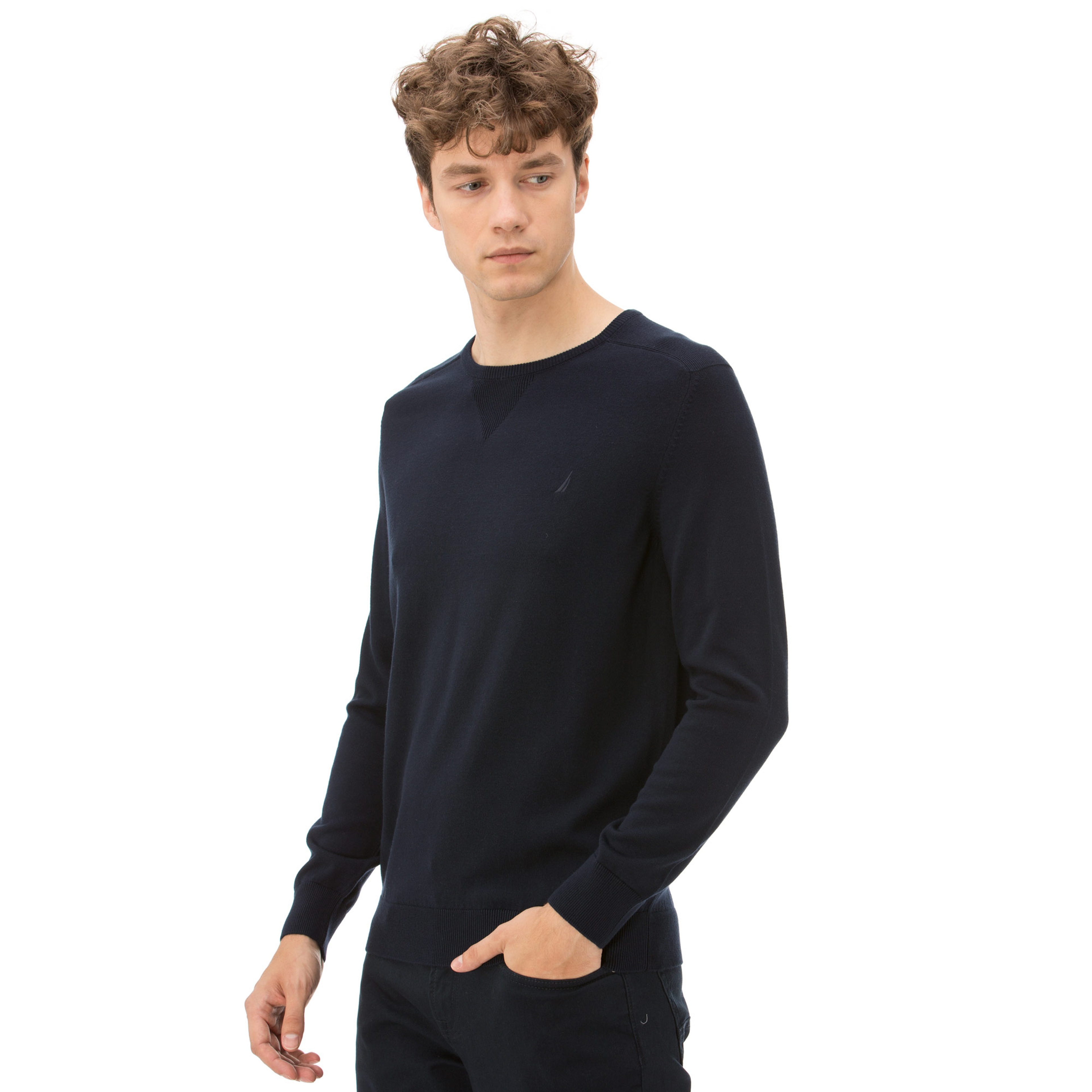 Nautica Uzun Kollu Düz Lacivert Erkek Triko