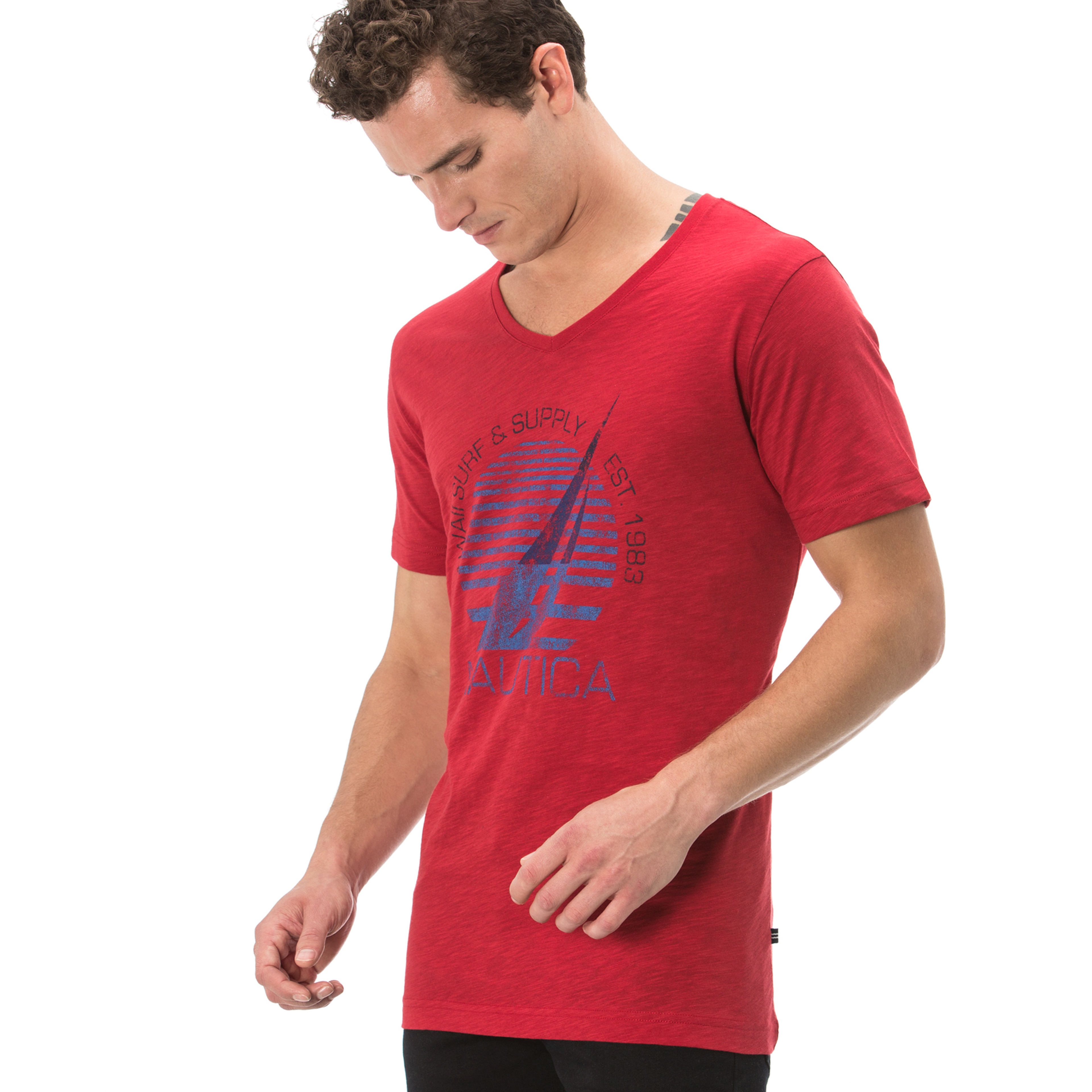 Nautica Erkek Kırmızı Kısa Kollu Slim Fit T-Shirt