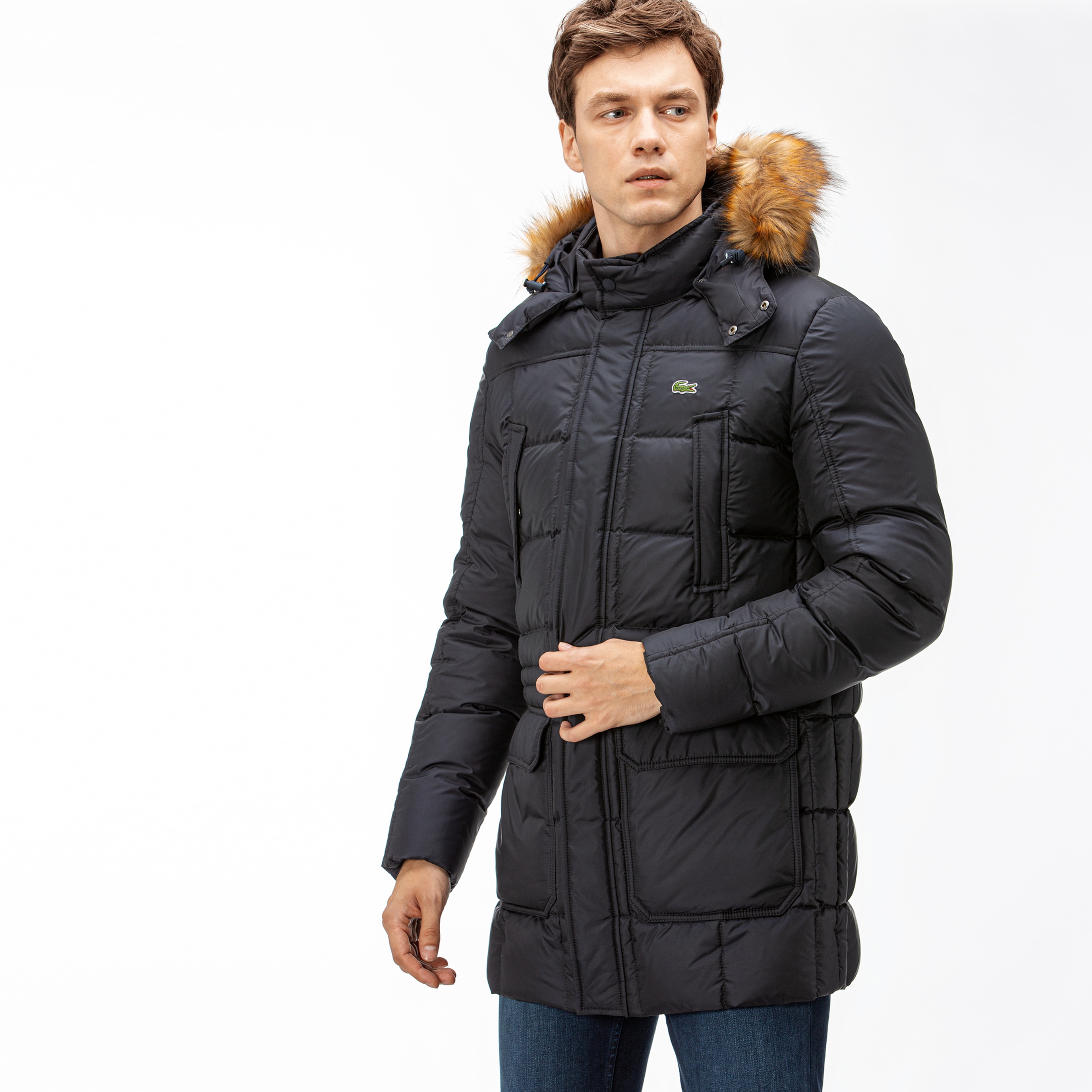 Lacoste Erkek Lacivert Kapitone Mont