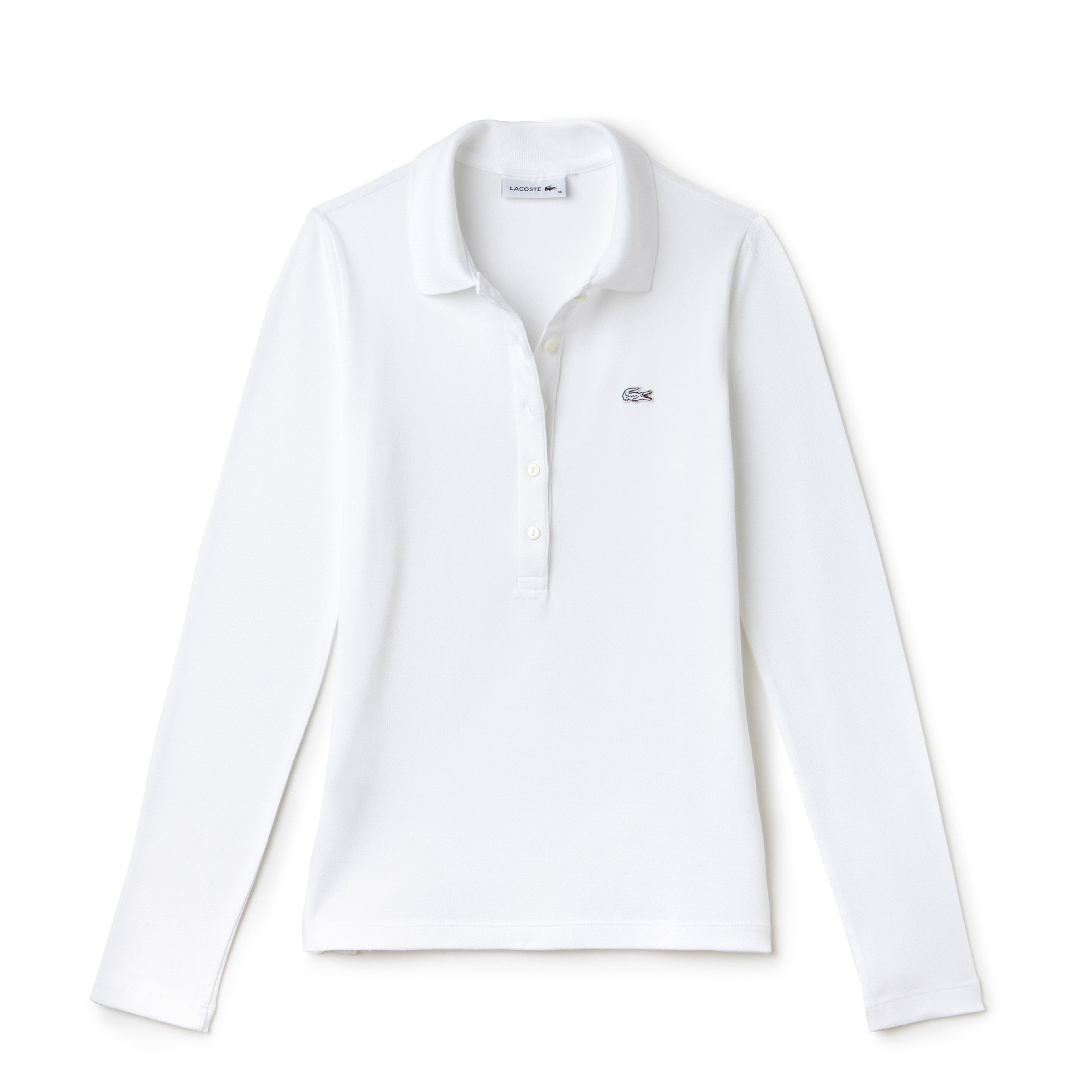 Lacoste Kadın Slim Fit Uzun Kollu Beyaz Polo