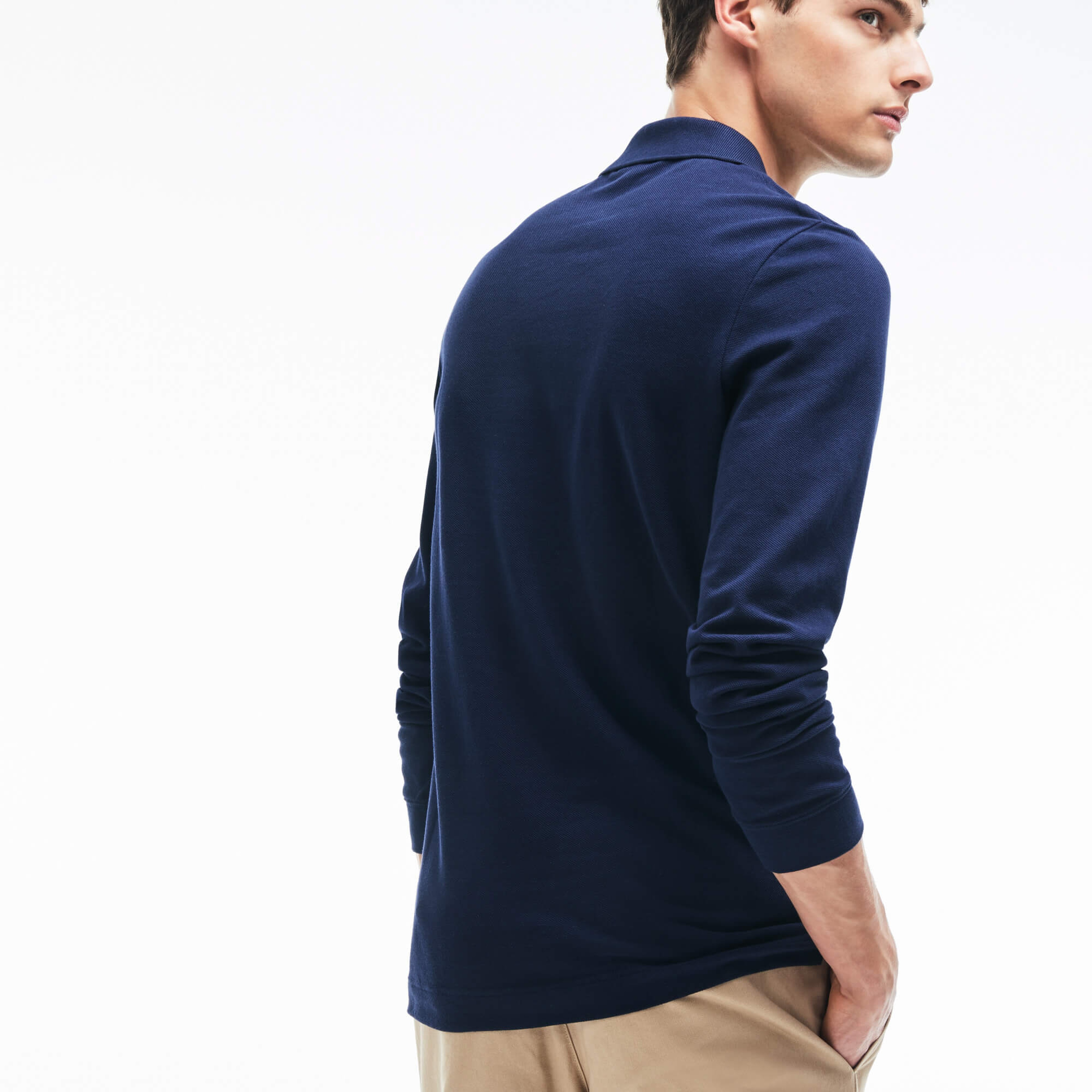 L.12.12 Erkek Slim Fit Uzun Kollu Lacivert Polo