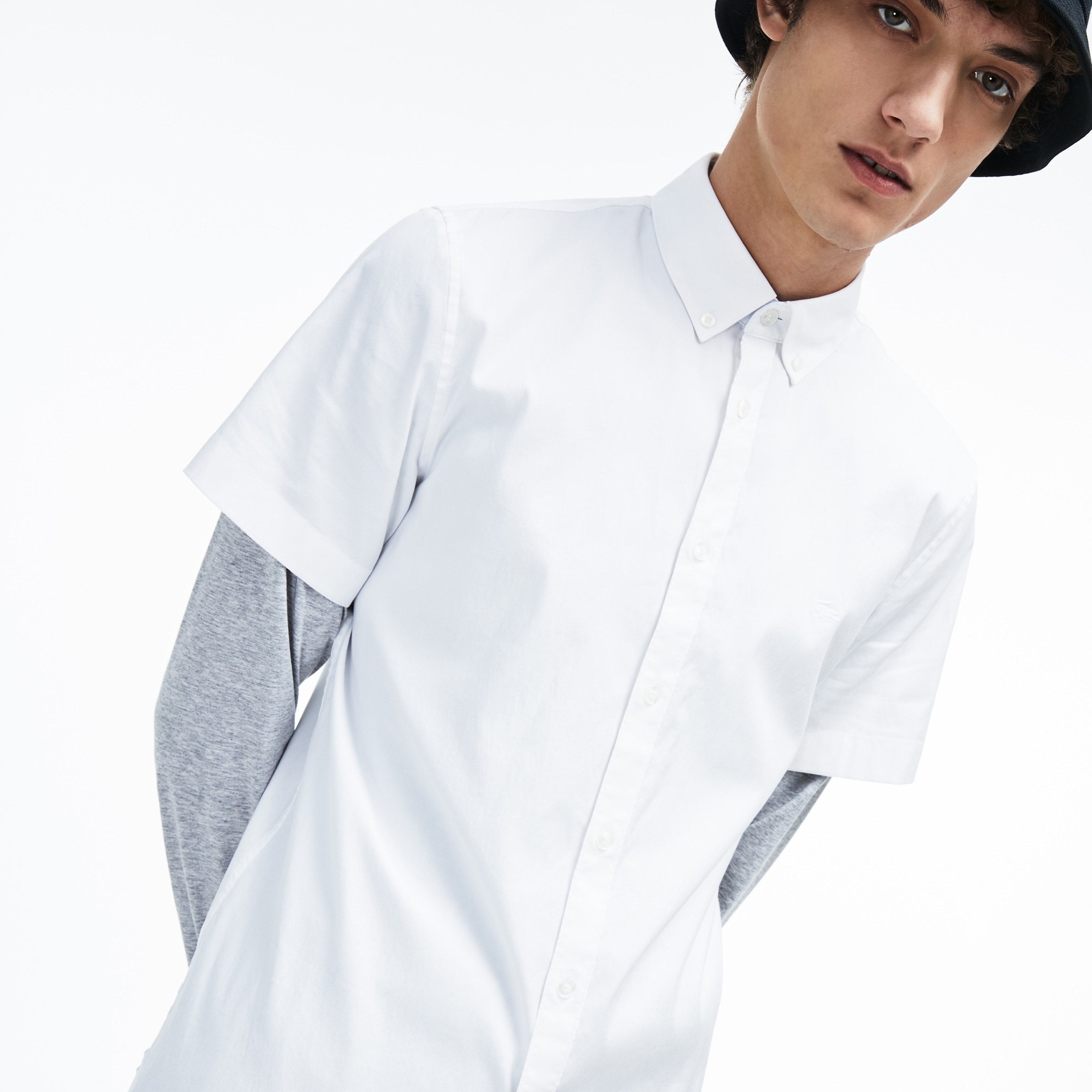 Lacoste Erkek Slim Fit Beyaz Kısa Kollu Gömlek