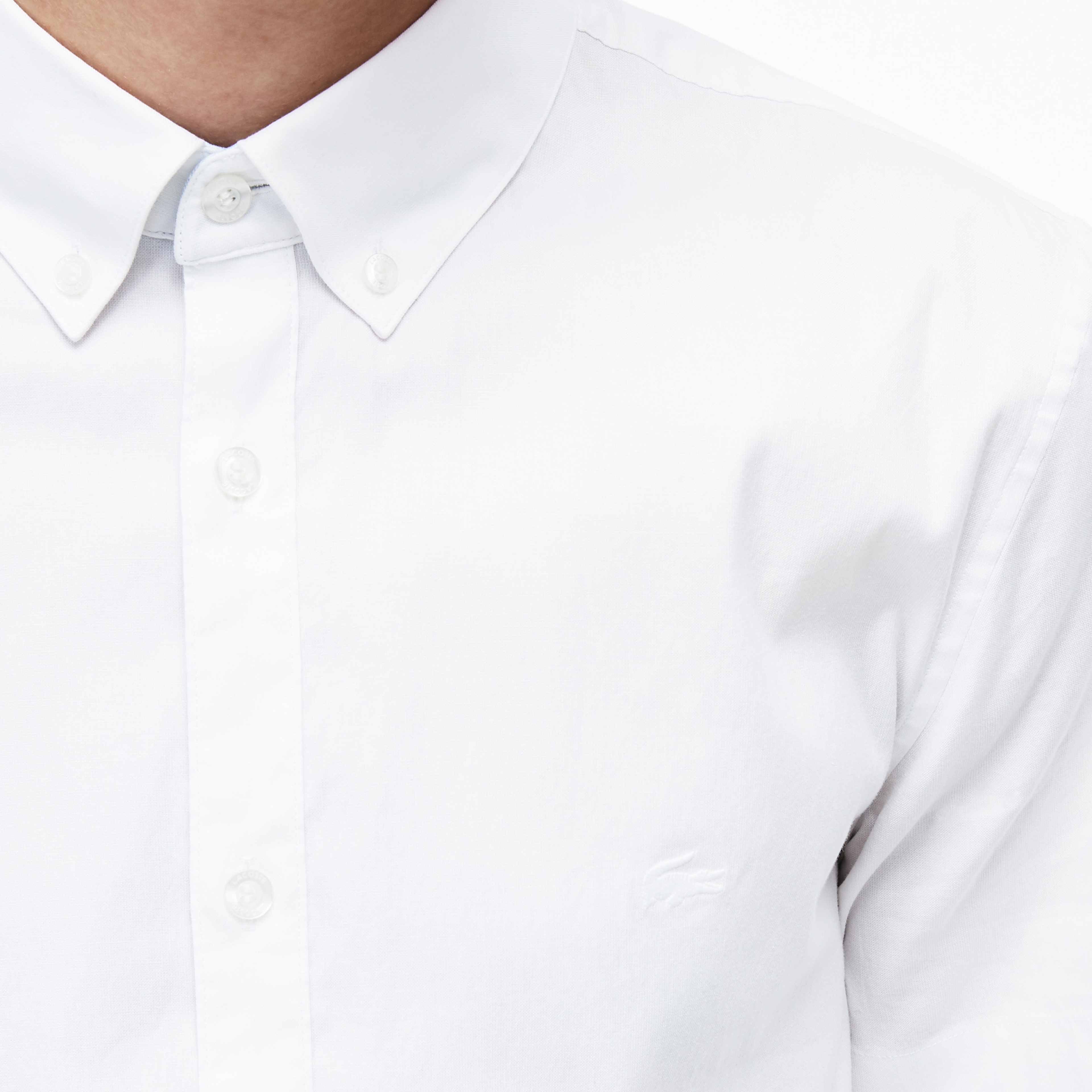 Lacoste Erkek Slim Fit Beyaz Kısa Kollu Gömlek