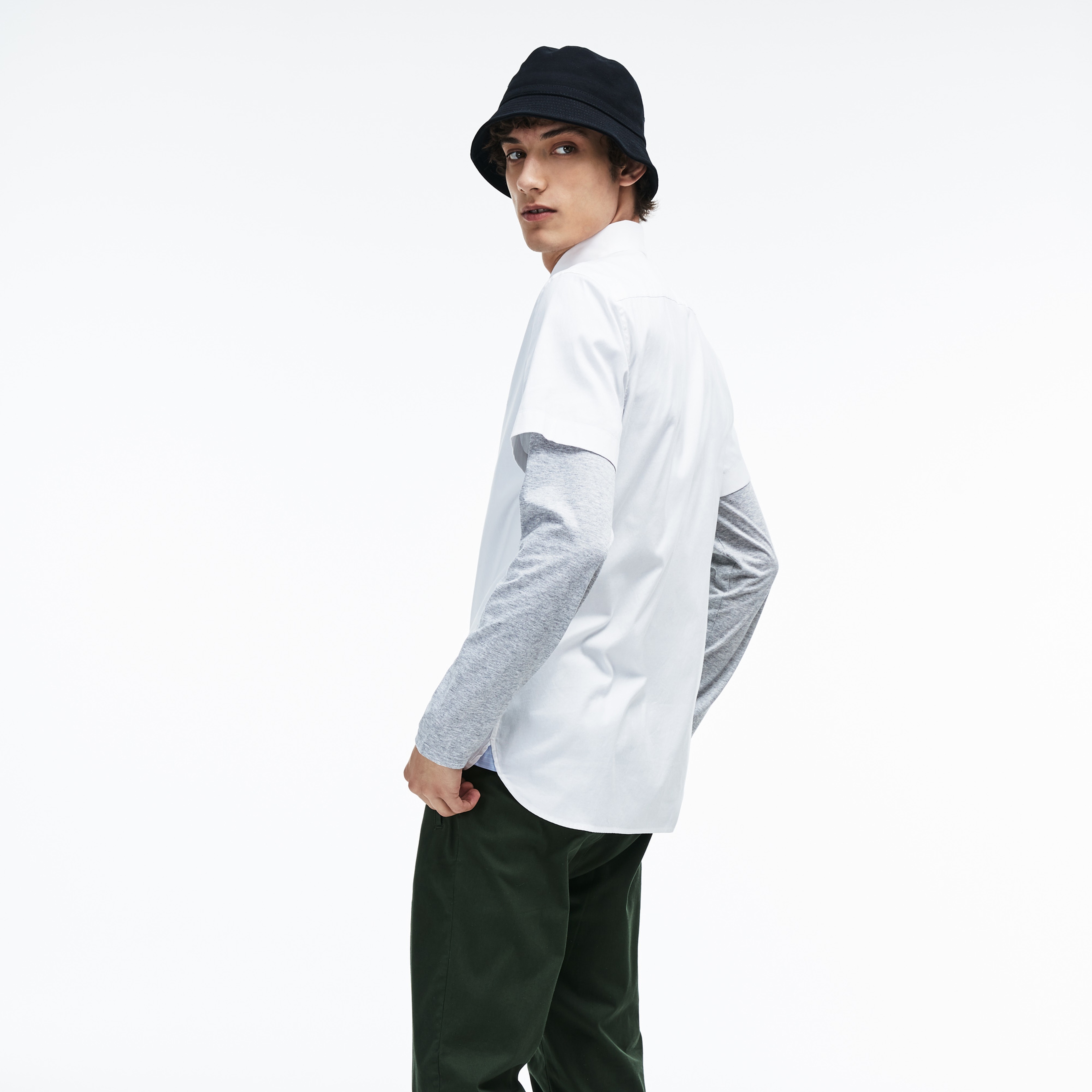 Lacoste Erkek Slim Fit Beyaz Kısa Kollu Gömlek