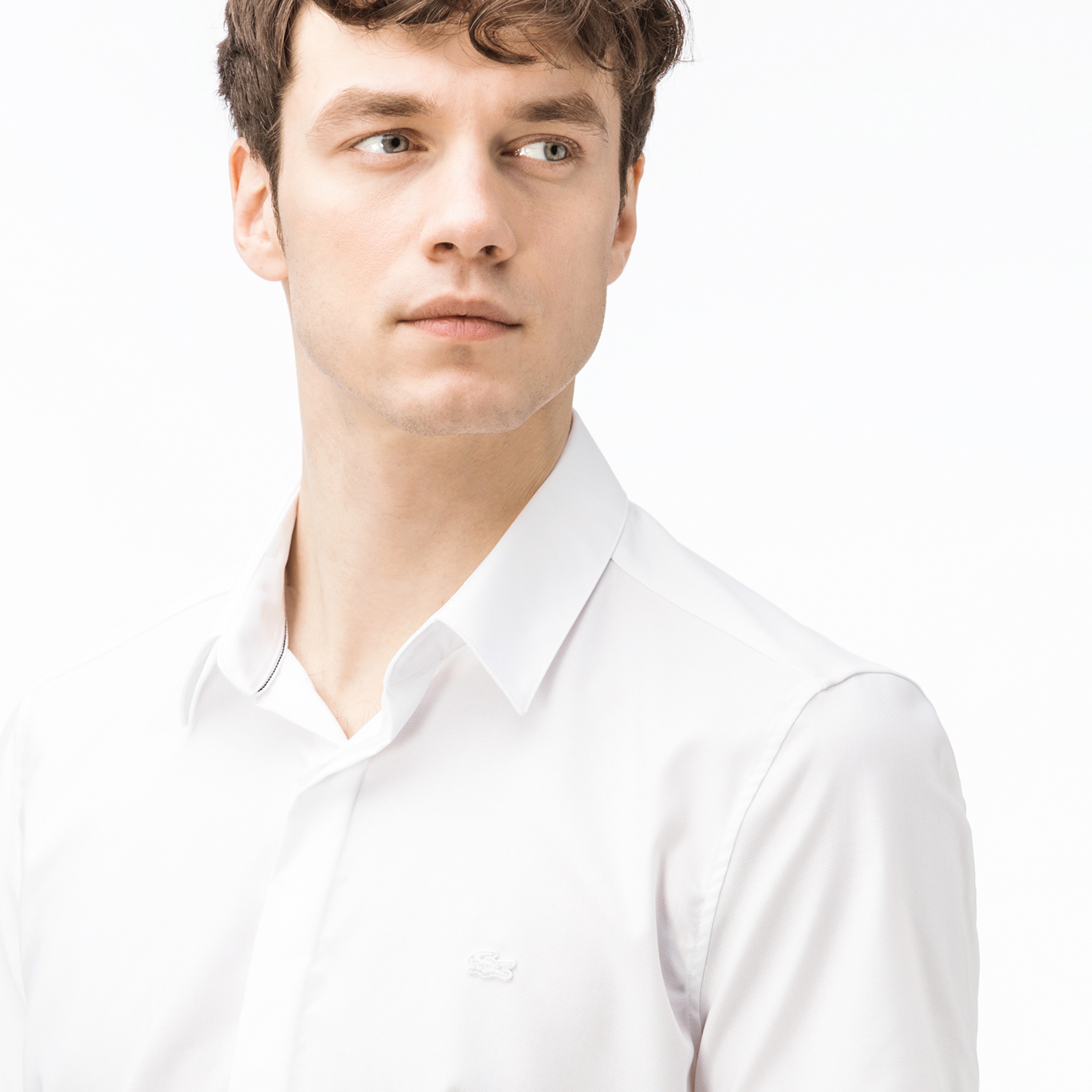 Lacoste Erkek Slim Fit Beyaz Kısa Kollu Gömlek