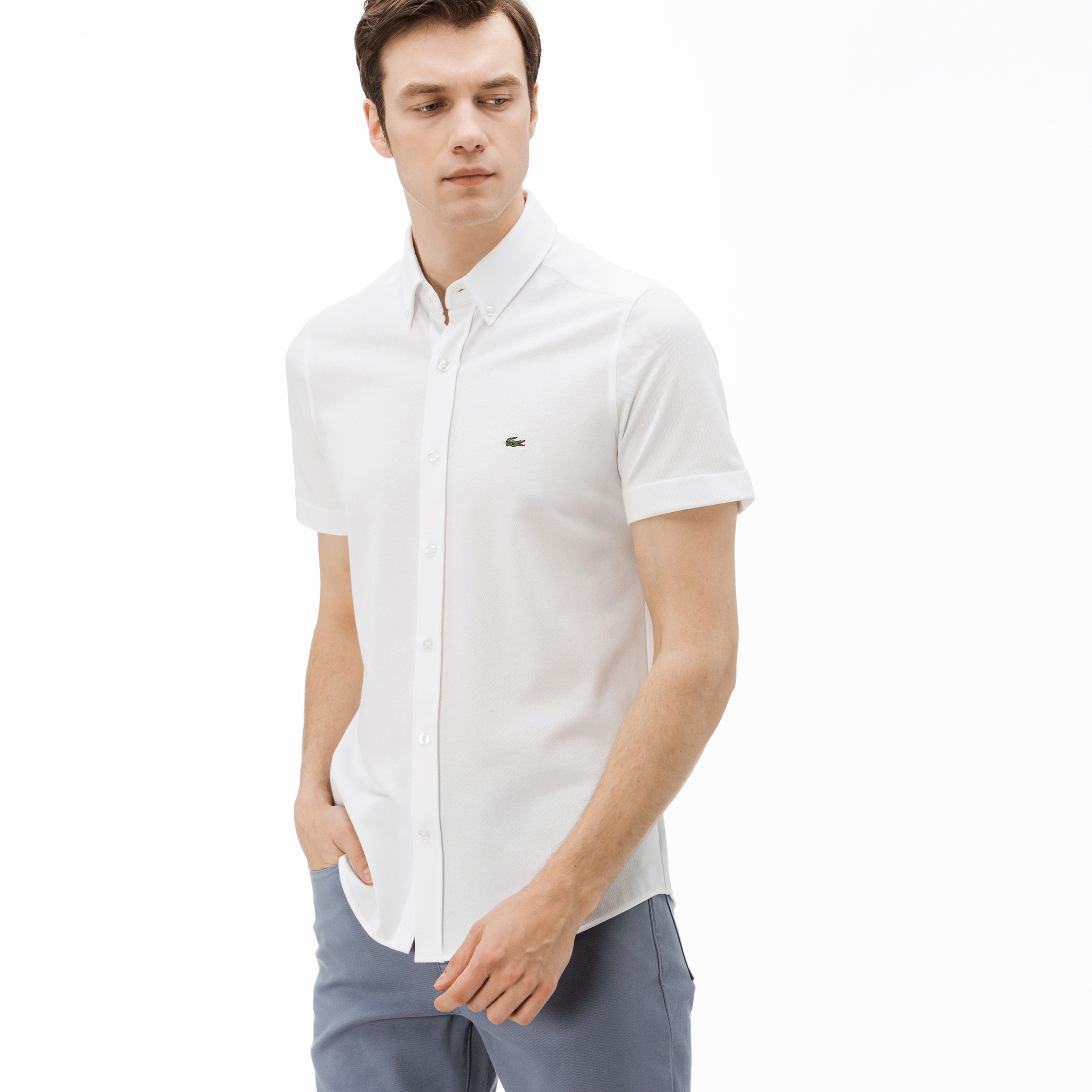 Lacoste Erkek Slim Fit Beyaz Gömlek