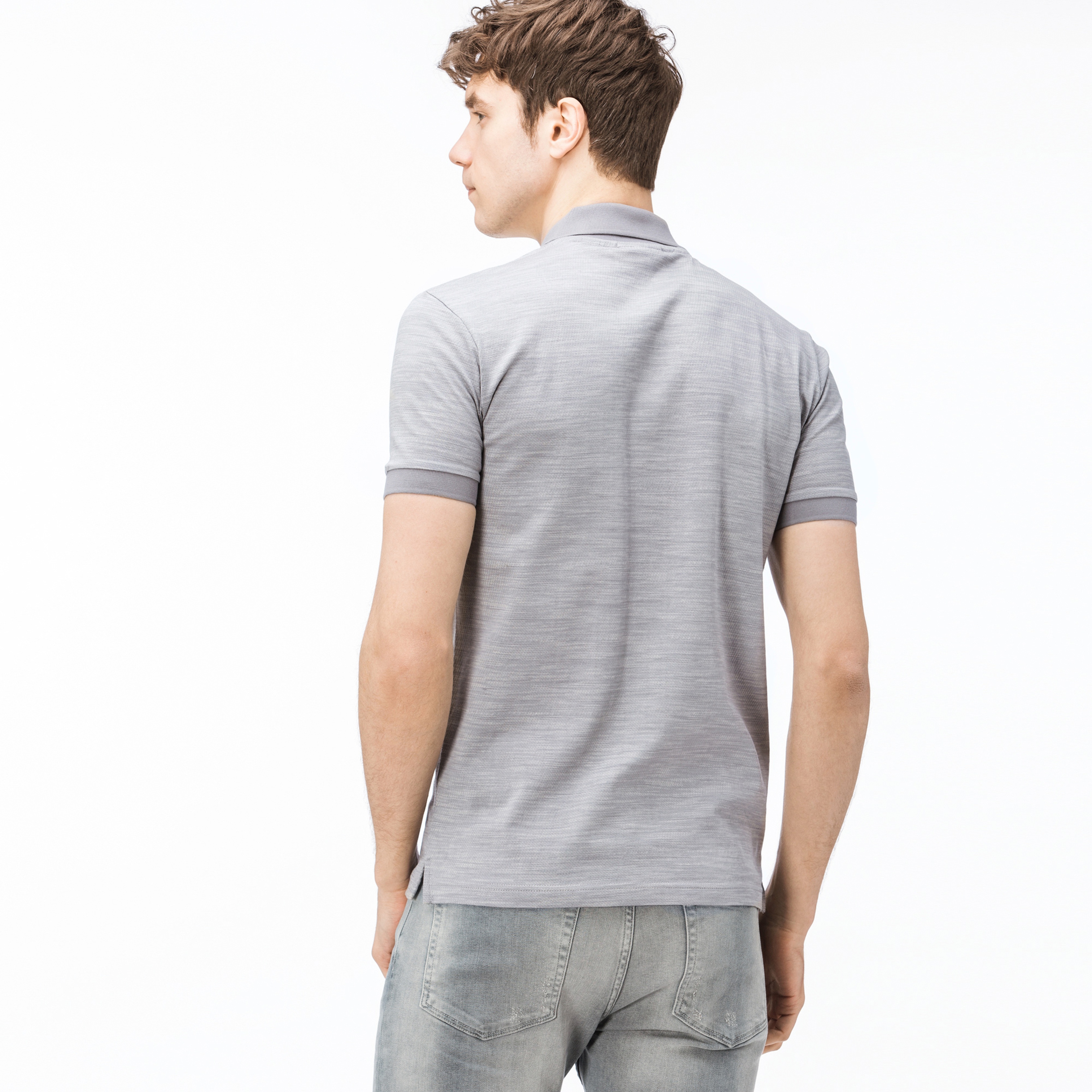 Lacoste Erkek Slim Fit Fermuarlı Gri Melanj Polo