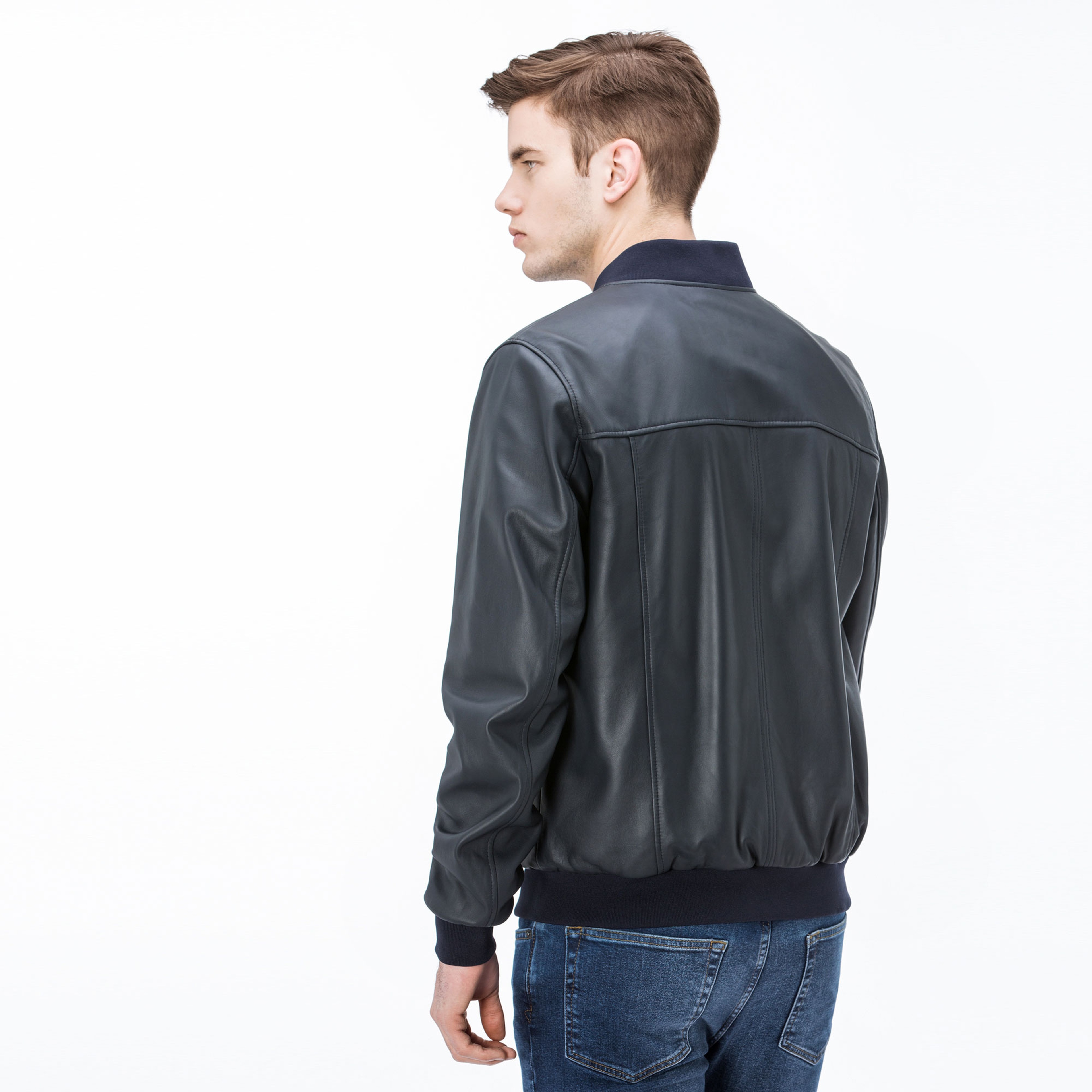 Lacoste Erkek Lacivert Deri Mont