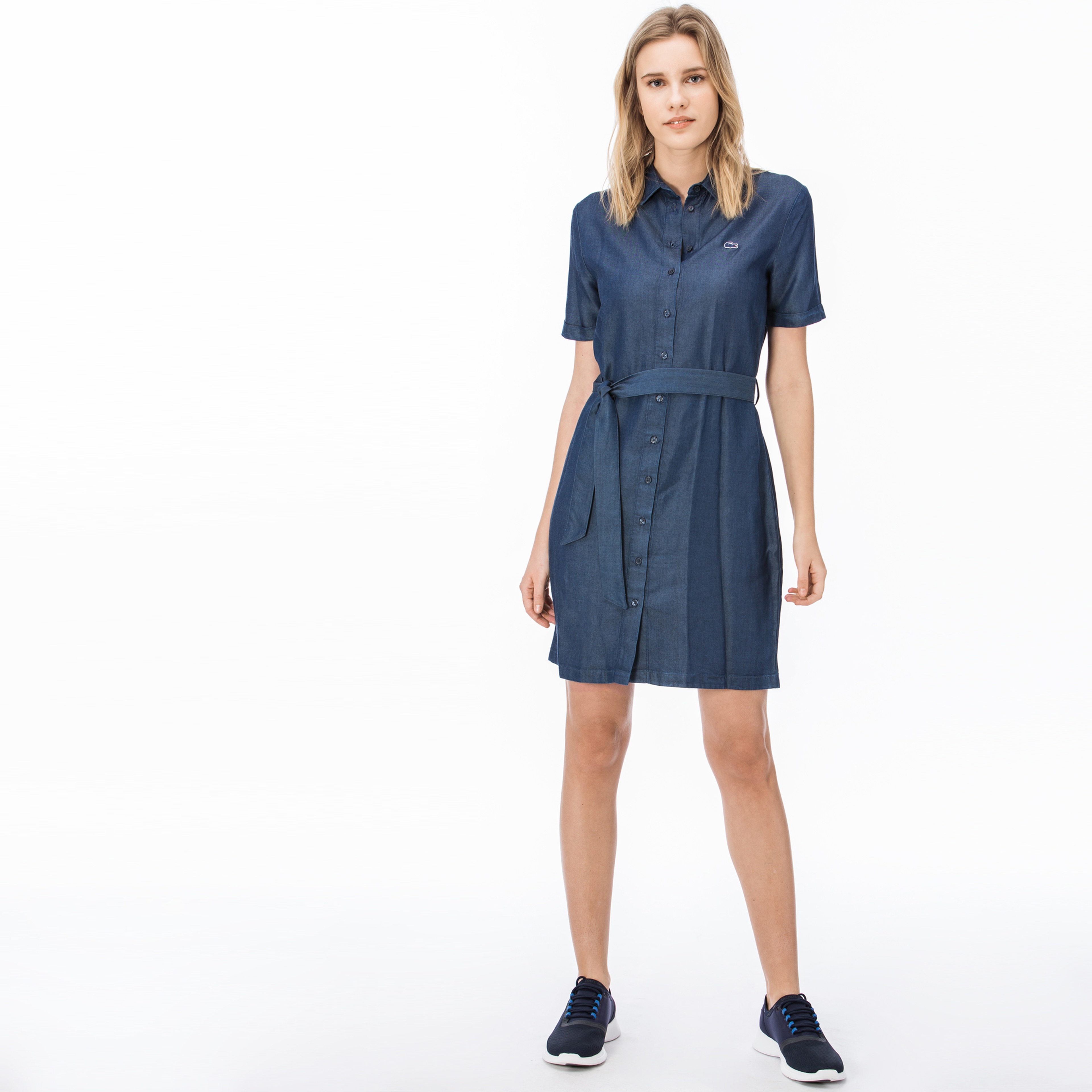 Lacoste Kadın Lacivert Gömlek Elbise