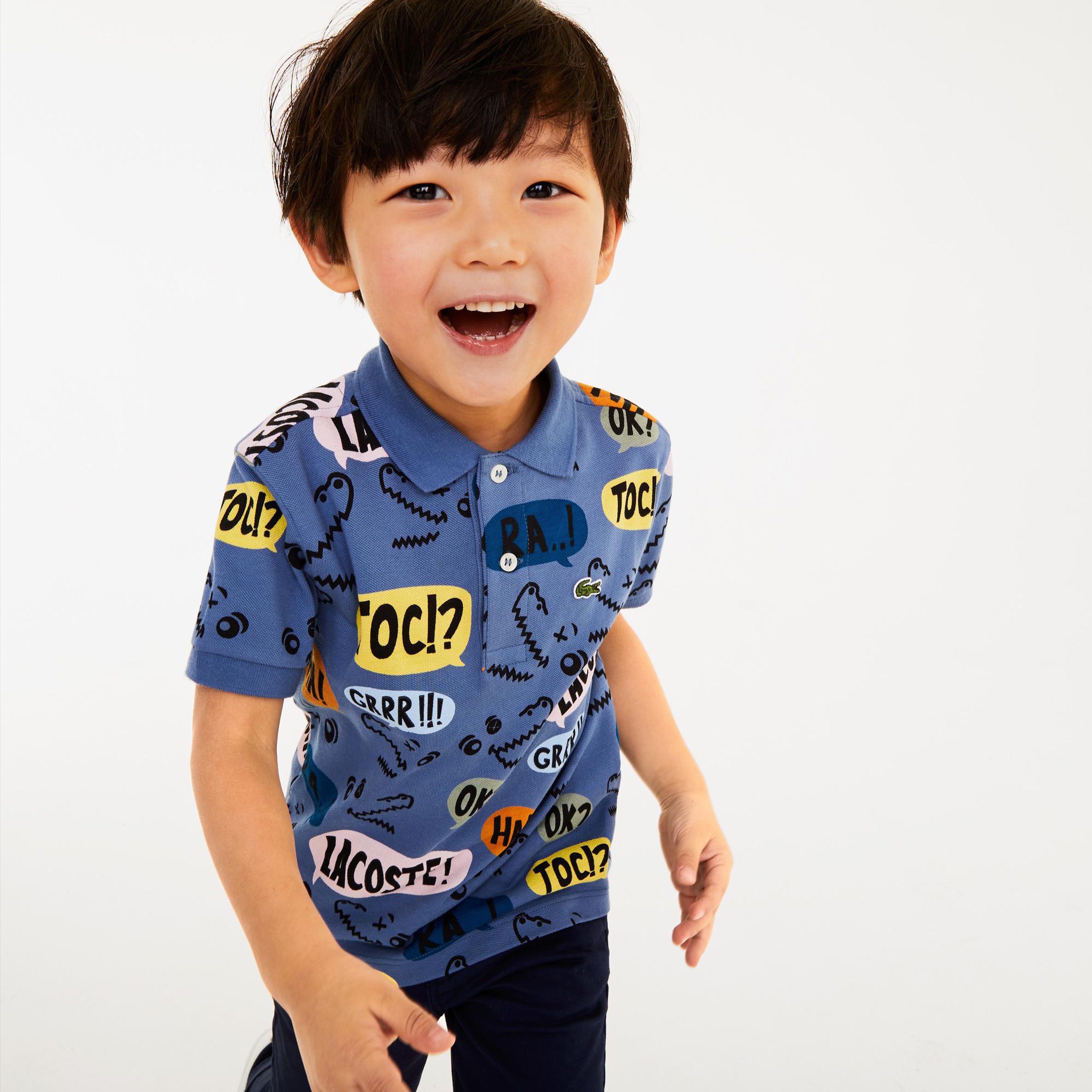 Lacoste Çocuk Baskılı Mavi Polo
