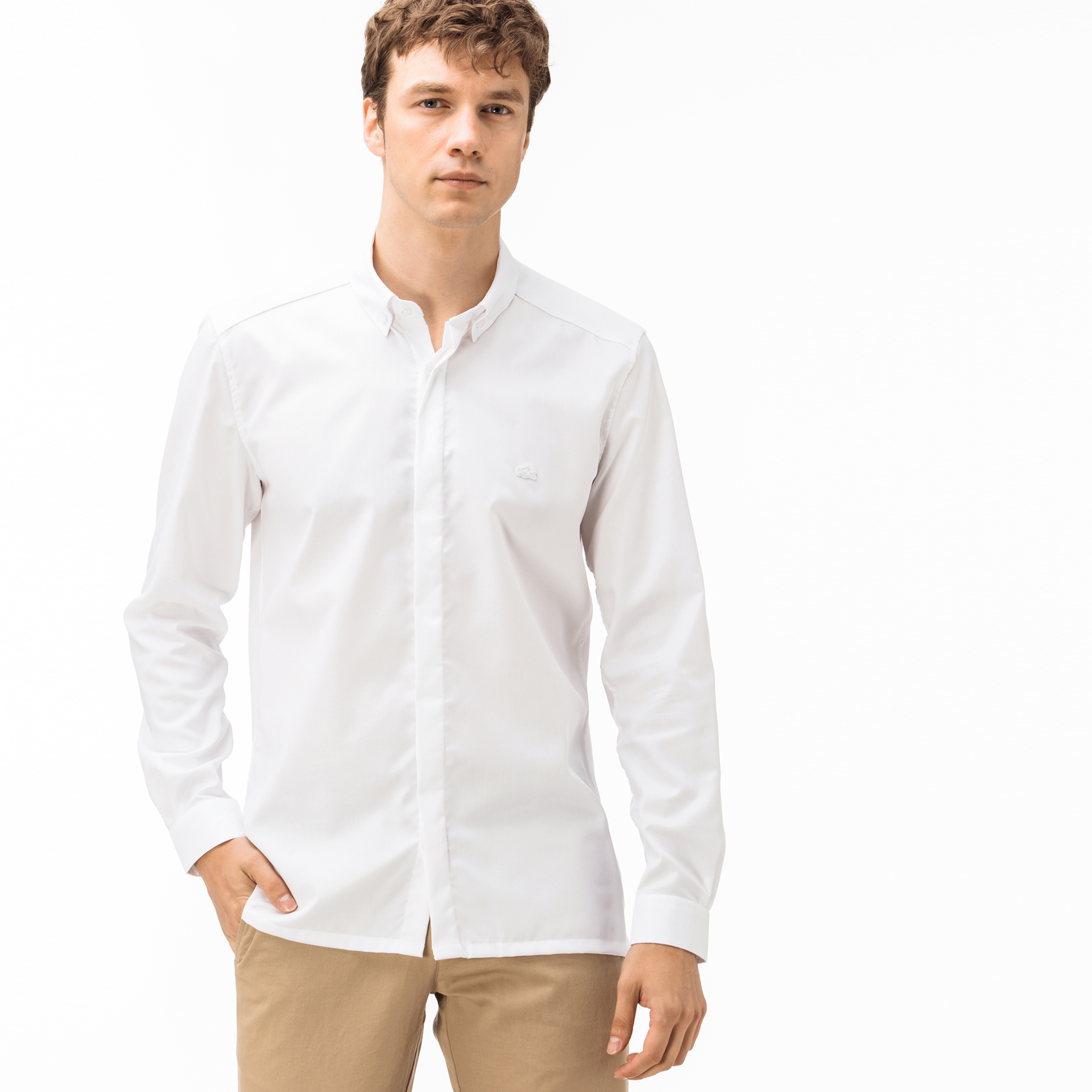 Lacoste Erkek Slim Fit Beyaz Gömlek