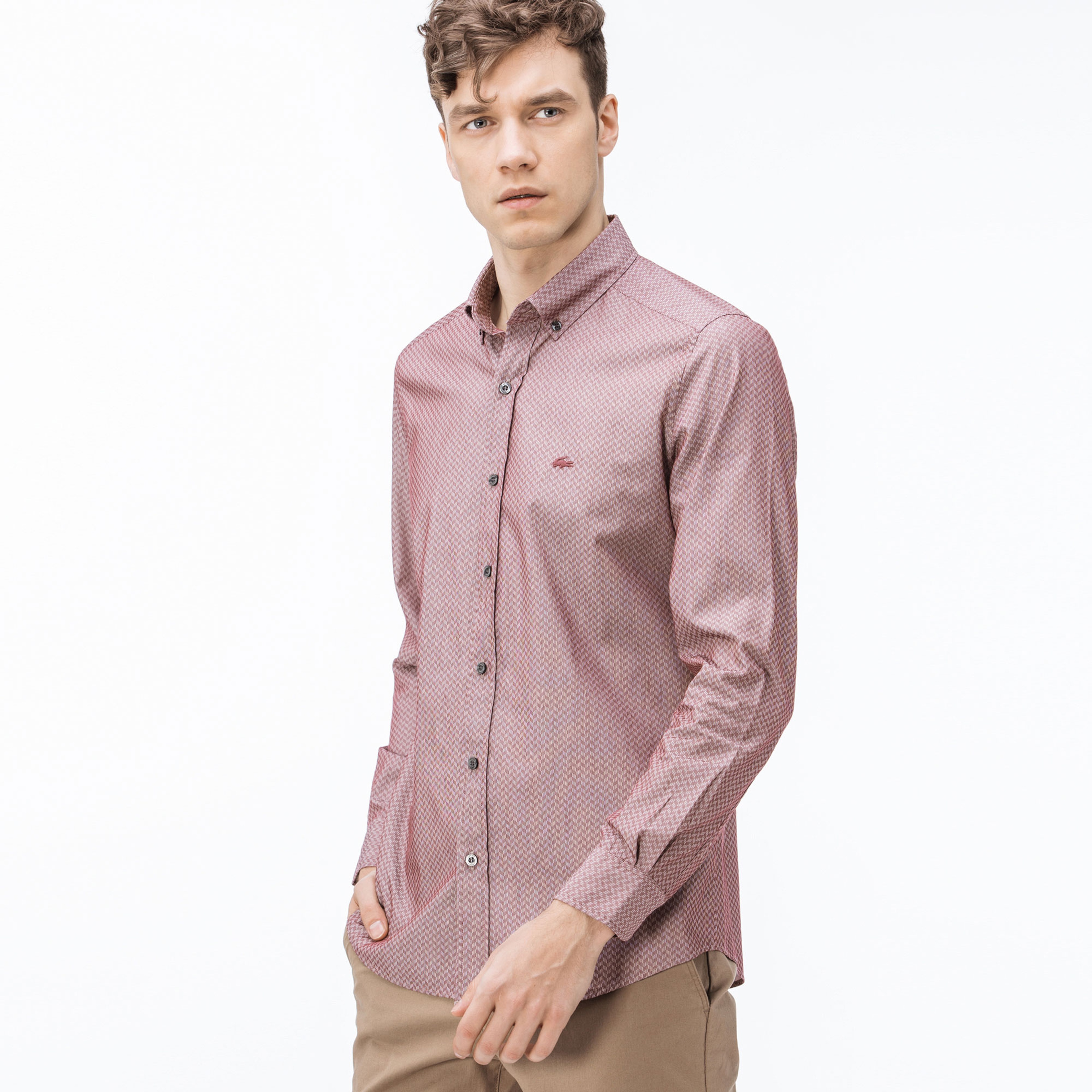 Lacoste Erkek Slim Fit Bordo Gömlek