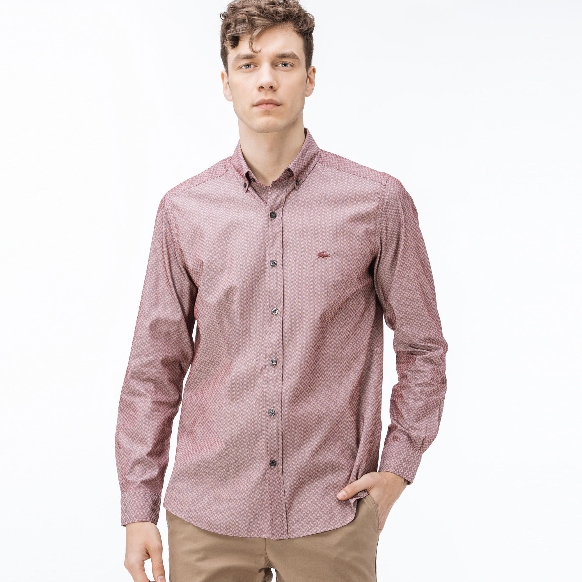 Lacoste Erkek Slim Fit Bordo Gömlek