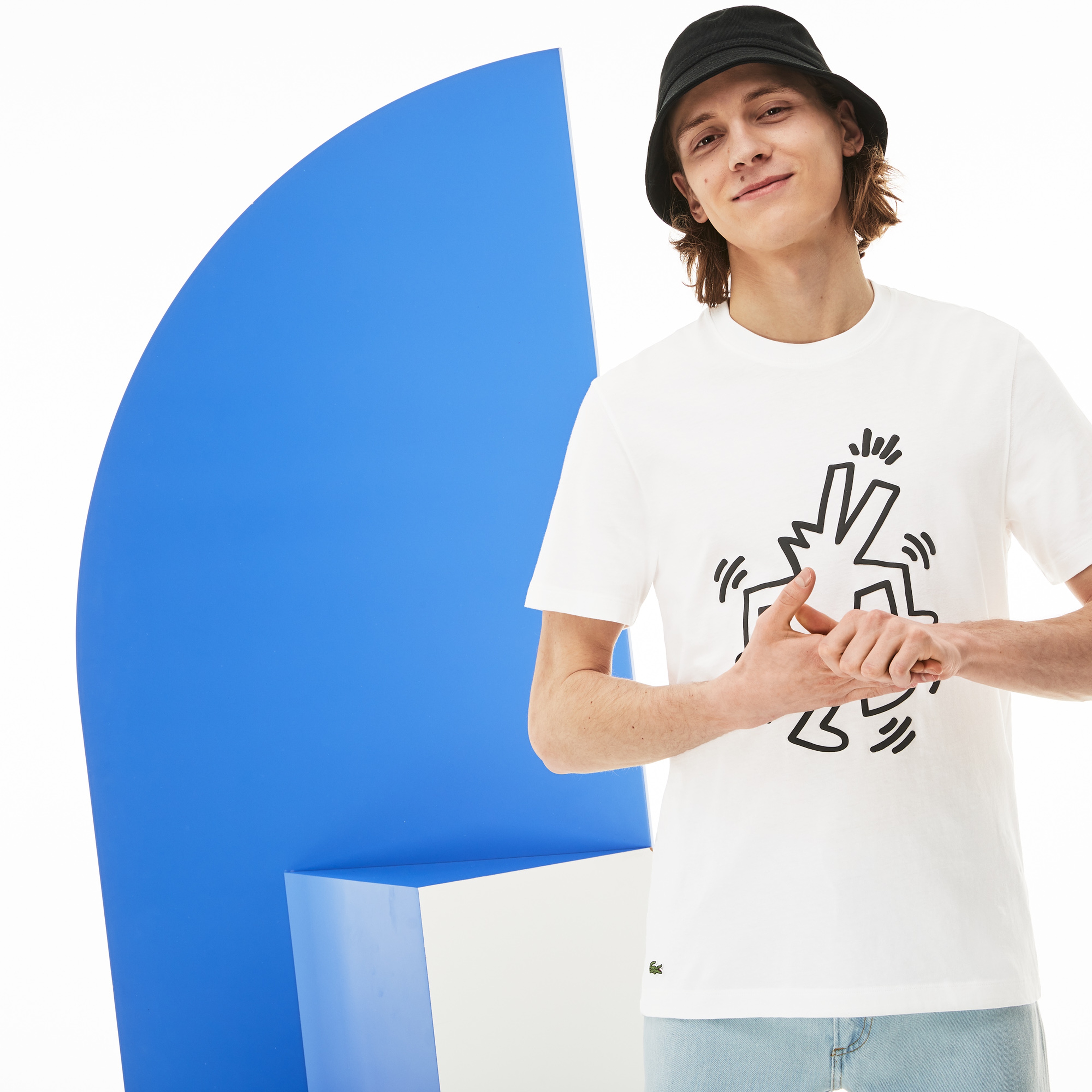 Lacoste X Kieth Haring Erkek Beyaz T-Shirt